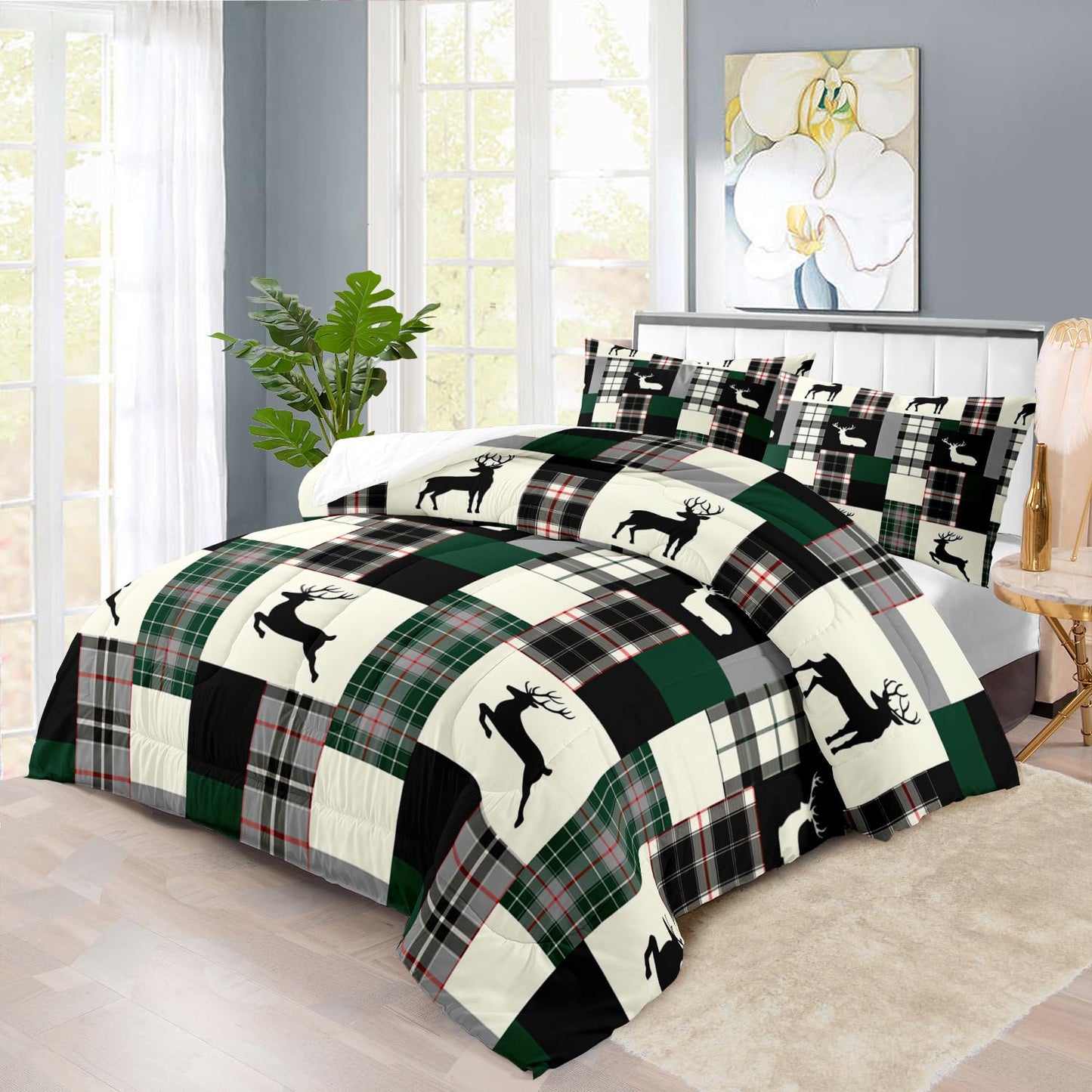llyxsesty Western Comforter Set Queen,Shabby Chic Bedding Sets Queen,Cowboy Farmhouse Quilt for Boy,Camping Bedding for Teen,Boho Comforter Farmhouse Bedroom Decor,Cowboy Party Decorations