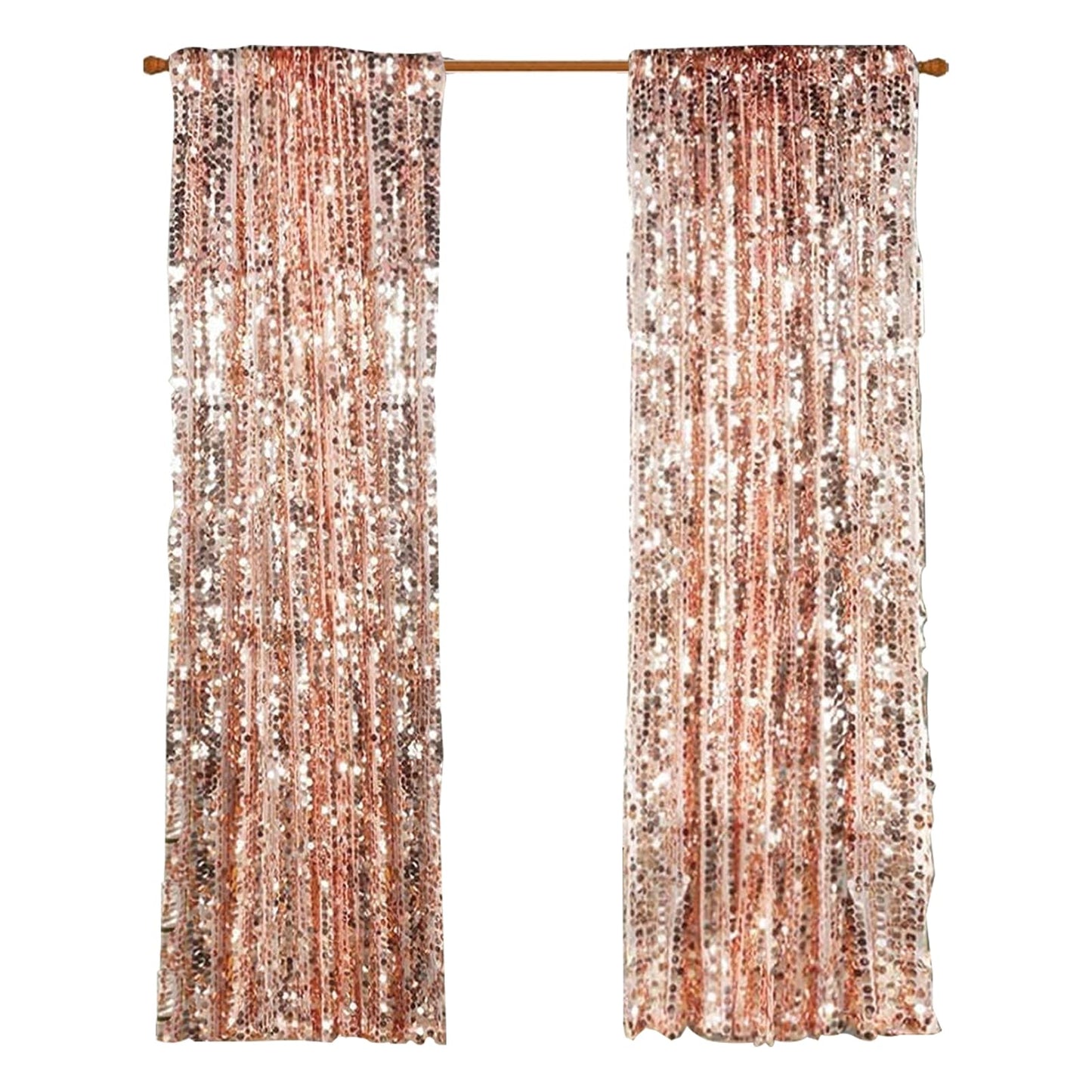 SFN SKY Big Sequin Rose Gold Drapes Curtains Panels Payette Sequin Backdrop Curtains Home Party Decoration Supplies 9FTx9FT for Thanksgiving Christmas Decor