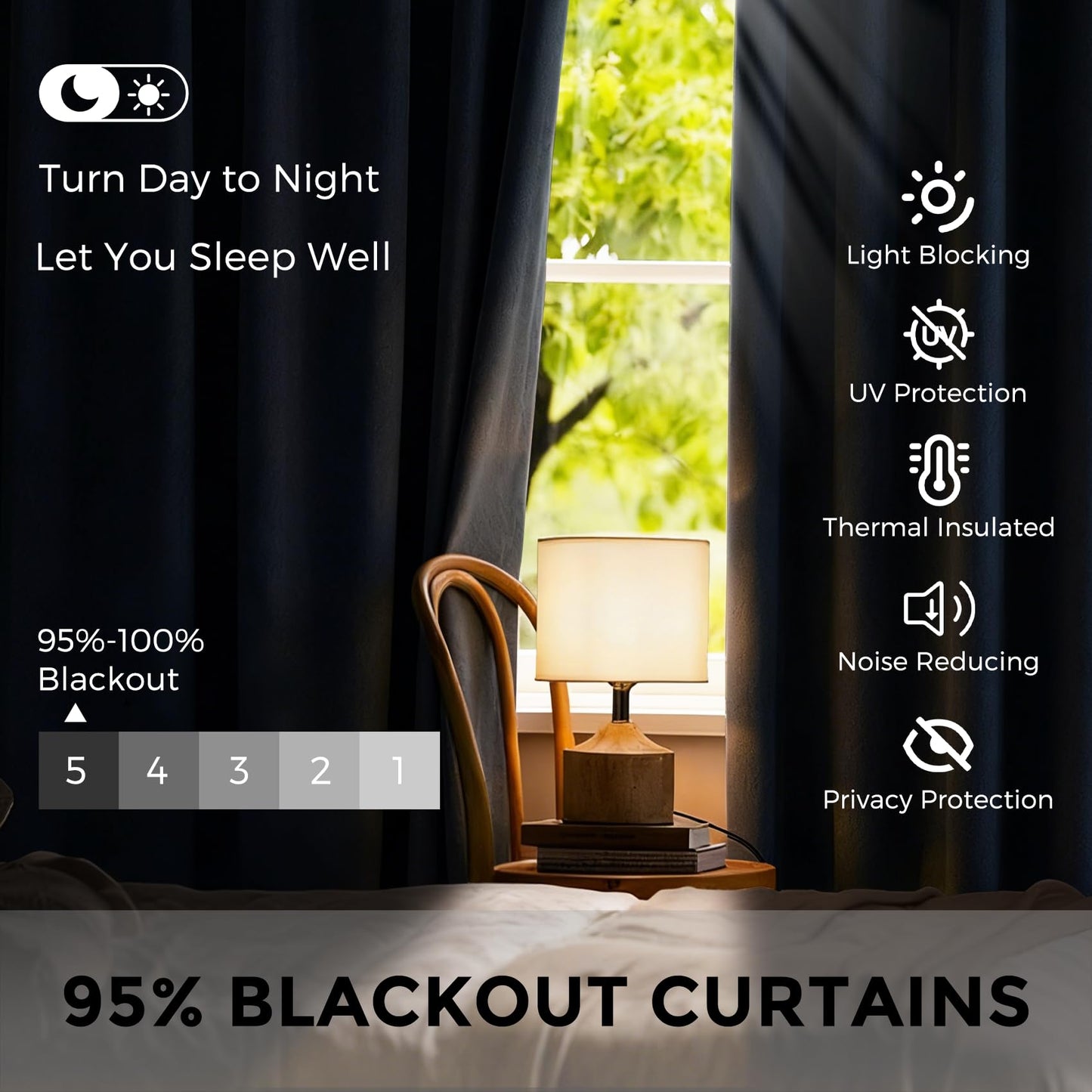 95% Blackout Eiffel Tower Curtains - Paris Wildflower Curtains for Bedroom Living Room Decor, Oil Painting Home Decor, Thermal Grommet Black Out Drapes 108 Inches Long 2 Panel Set X64