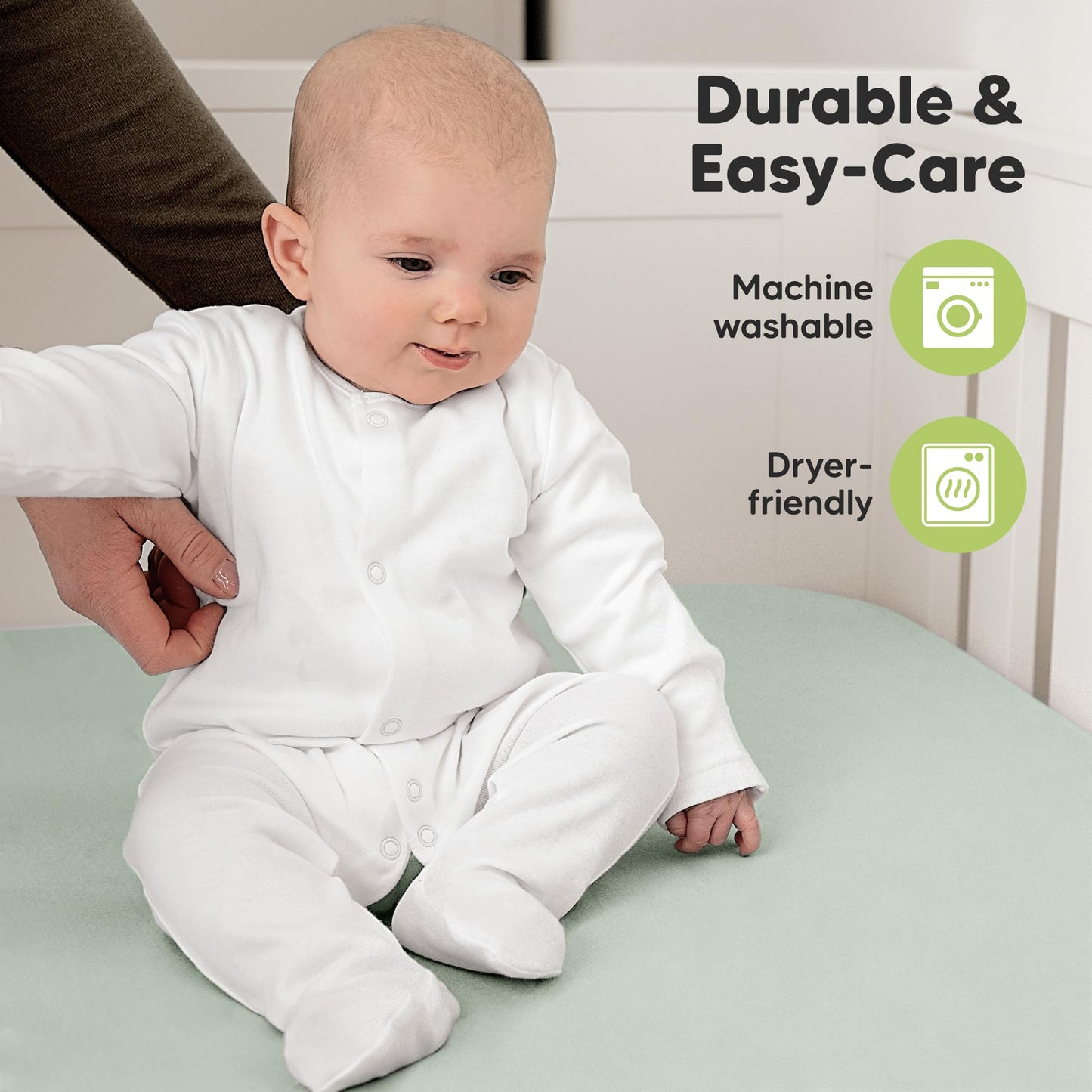 KeaBabies 2-Pack Organic Cotton Crib Sheets for Boys, Girls - 52x28 Fitted Crib Mattress Sheet Neutral, Breathable Cover for Baby Bed Set, Toddler Mattress, Soft & Cute Prints (Sage)