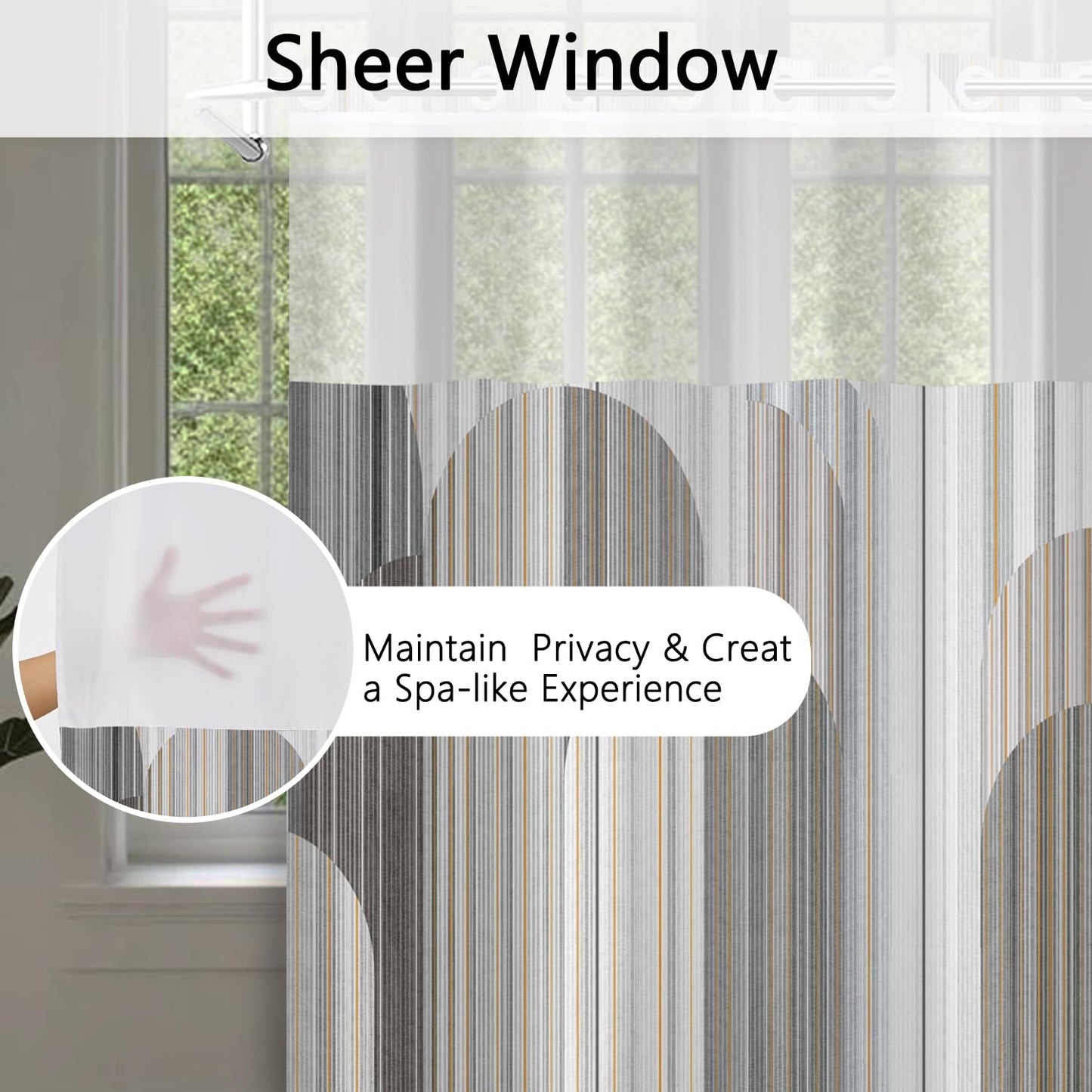 NAEMBCU No Hook Shower Curtain with Snap in Fabric Liner Set 71x74 Inch