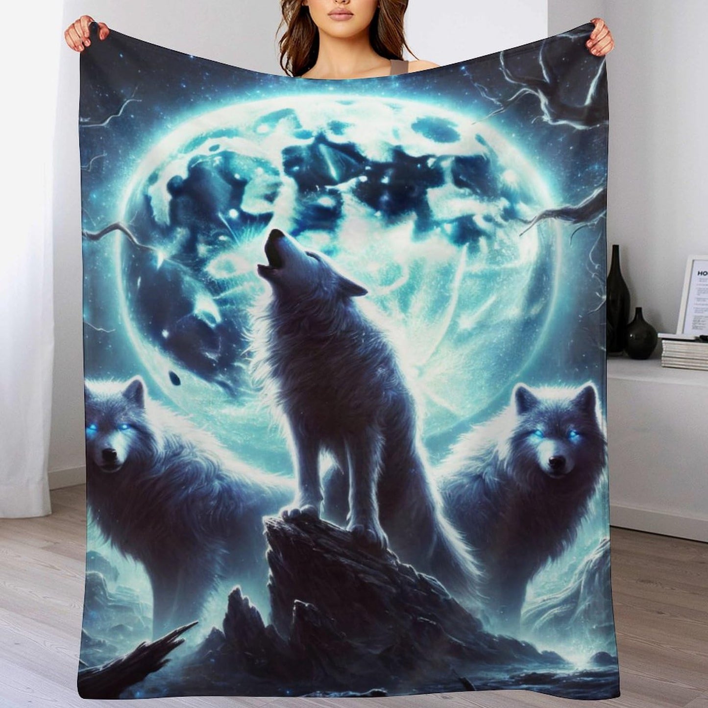 BaXiCustom. Wolf Throw Blanket 50"x40" - Soft & Lightweight, Cozy for All Season Use, Warm Cute Wolf Blankets for Lap, Chair, Sofa
