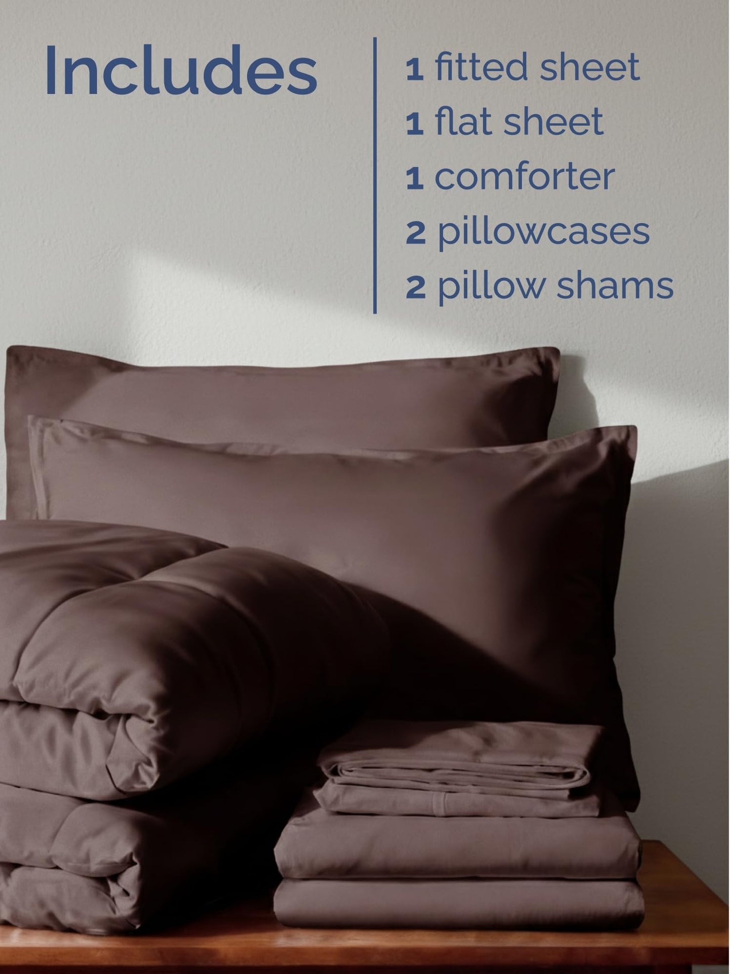 Queen Comforter Set Brown/Beige - Bed in a Bag Queen Size 7 Pieces - Down Alternative Lightweight Reversible Comforter Bedding Set with Flat Sheet, Fitted Sheet, Pillowcases and Shams for All Seasons