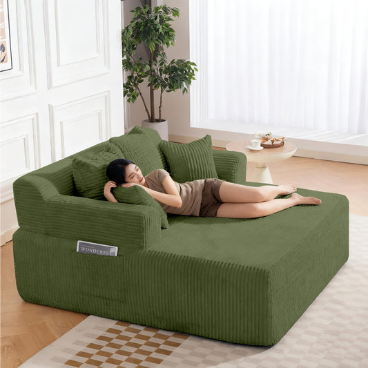 WiNVO 58" Oversized Boneless Chaise Chair, Green