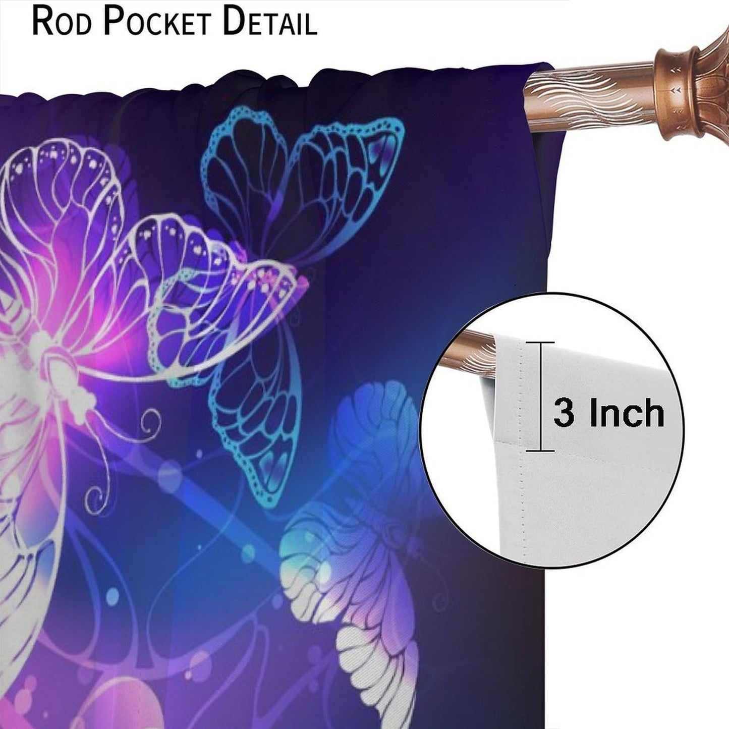 Yearn Jear Butterfly Curtains for Girls Bedroom,Purple Window Curtain Panels Drapes for Kids Bedroom Nursery Room Rod Pocket Windows Door Curtain, W42xL45in Decor