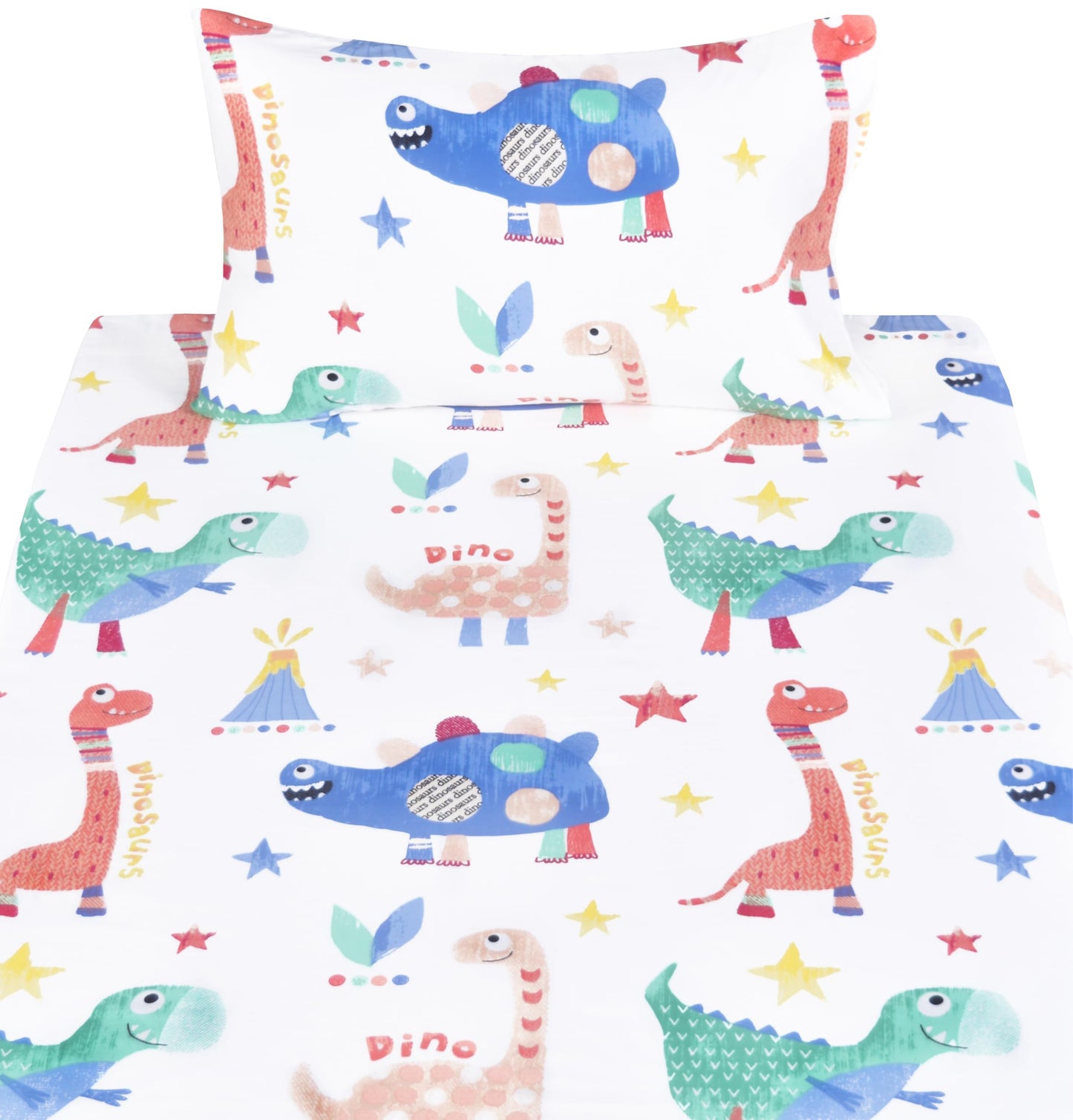 Scientific Sleep Jurassic Big Dinosaur Cute Kids Toddler Boys Girls 100% Cotton 3 Pcs Twin Bed Sheet Set, Flat Sheet & Fitted Sheet & Pillowcase Kids Bedding Set Twin