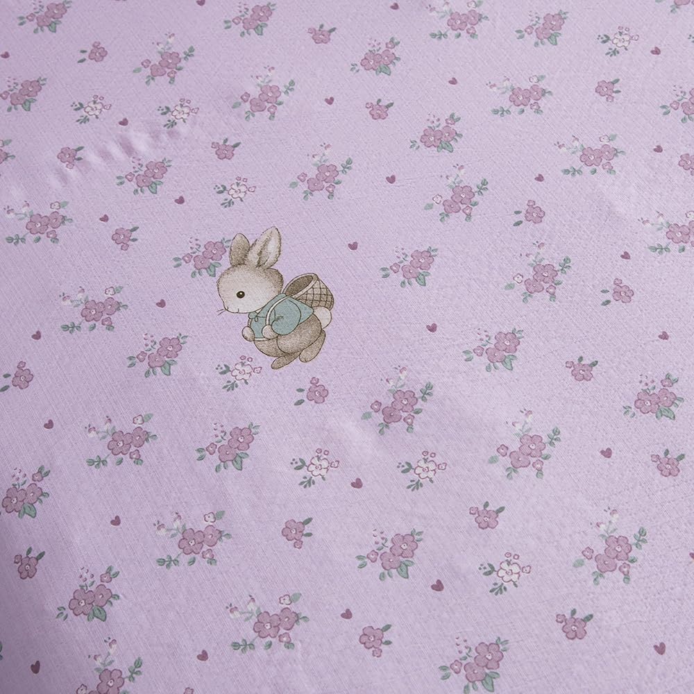KWLOVER Deep Pocket Fitted Sheet Set for Kids & Teens - Twin Size, Cute Rabbit Printed Bed Sheets for Teens Full Size Bed (Light Purple, Full)