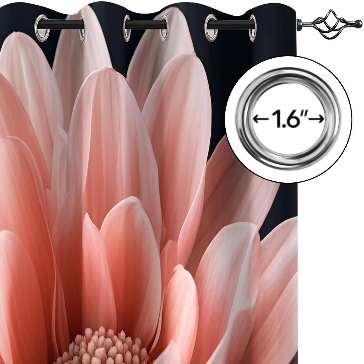 JAXIUOF Pink Flowers Curtains for Bedroom 90 Inches Long 2 Panels, Large Floral Blackout Curtains, European Flowers Window Treatment, Thermal Insulated Drapes for Bedroom Office Kitchen