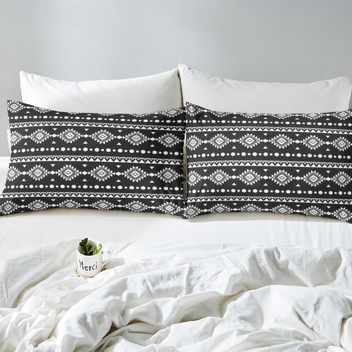 Erosebridal Full Size Bohemian Aztec Flat Fitted Sheet, Western Decor Bed Sheets Set for Girls Boys Women Men Bedroom, Southwestern Farmhouse Bedding Set, Geometric Exotic Tribal Bed Sets