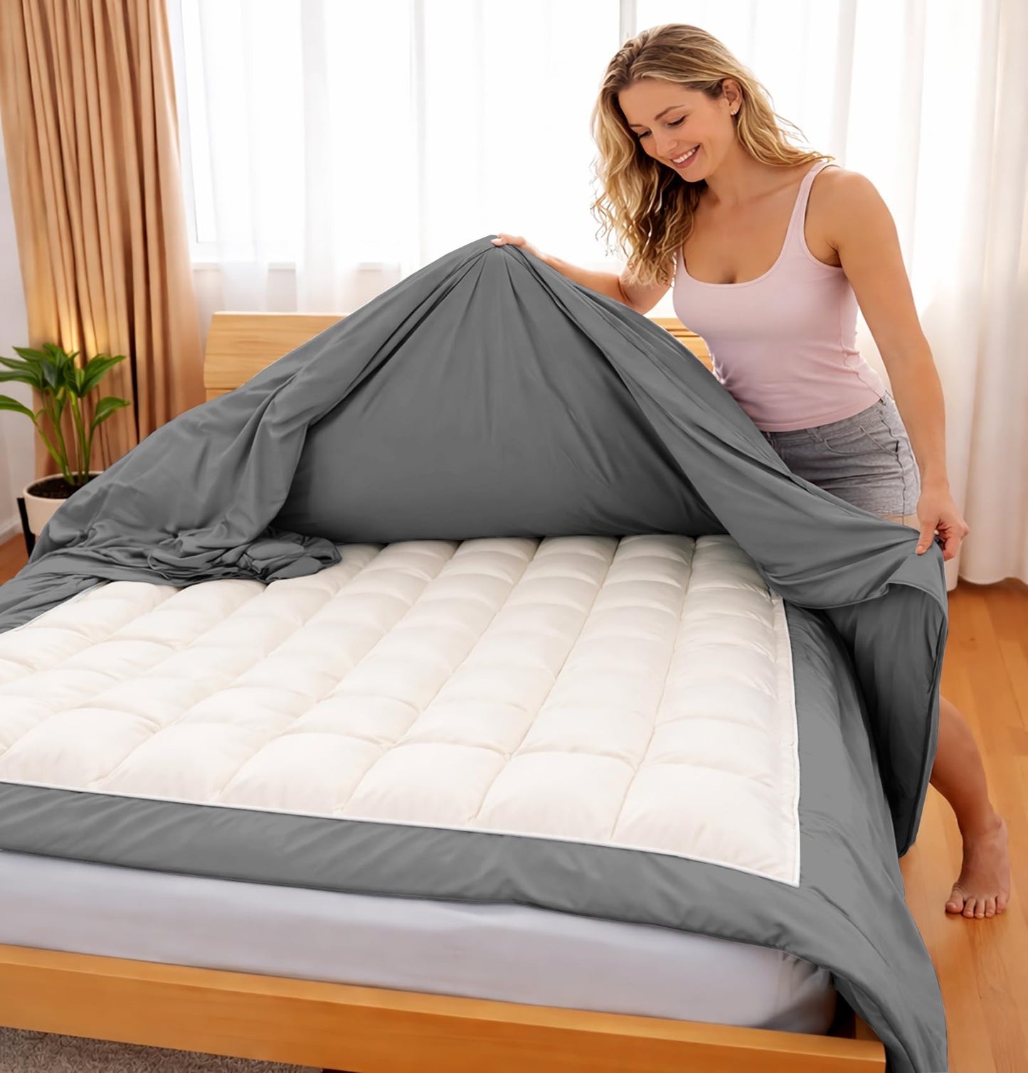 3 Side Zipper Duvet Cover Set Full Size Dark Grey - Soft Microfiber Duvet Cover Set with 3 Sided Zipper Closure, Full Size Duvet Cover (80"x90") & 2 Pillow Cases(20"x30"), NO Comforter