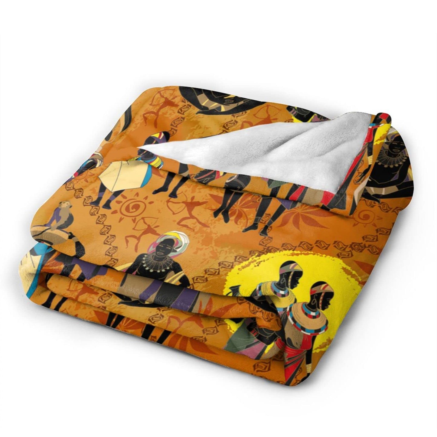Abucaky Black Women Fleece Throw Blanket Ultra Soft Cozy Ethnic African American Decorative Flannel Blanket for Home Bed Couch Chair Travel 50x40in