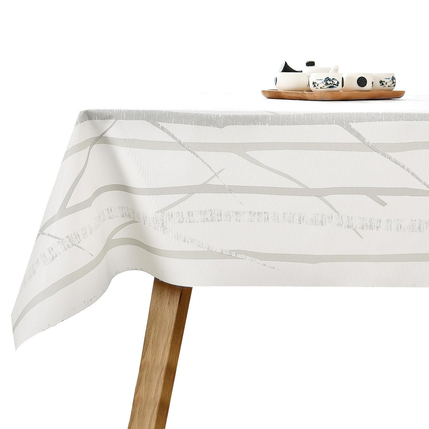 LOHASCASA Square Vinyl Oilcloth Tablecloth Waterproof Wipeable PVC Heavy Duty Plastic Party Spill Proof Tablecloths for Cardtable Tablecloth - White Tree 4Ft 54 x 54 Inch