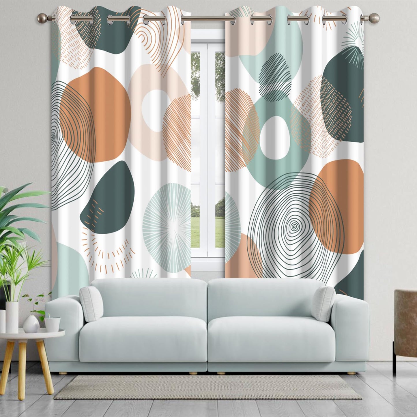 NAEMBCU Boho Geometric Blackout Curtains for Bedroom 52Wx84L