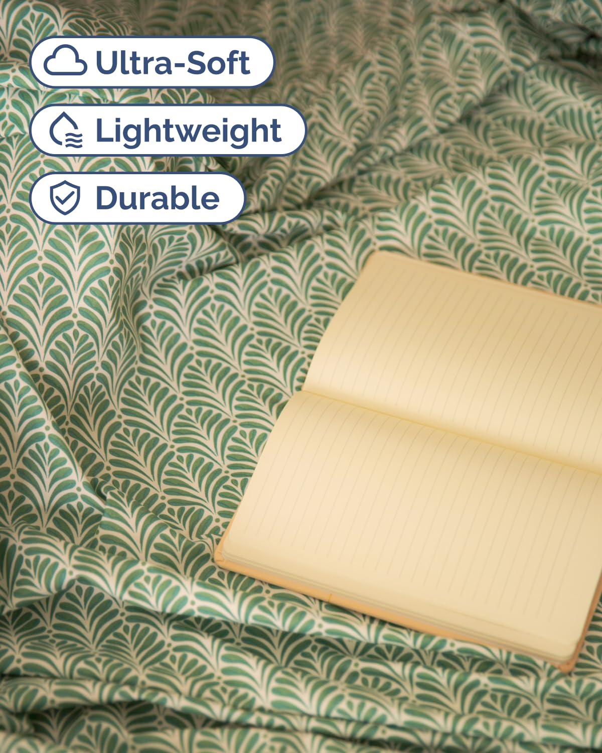 Floral Sheets - Green Floral Bed Sheet Set - 1 Flat, 1 Fitted & 2 Pillowcases w/ Deep Pockets - Comfy, Cozy, Wrinkle & Fade Free - Boho Botanical Bedding - Soft, Breathable & Cooling - Full Size Set