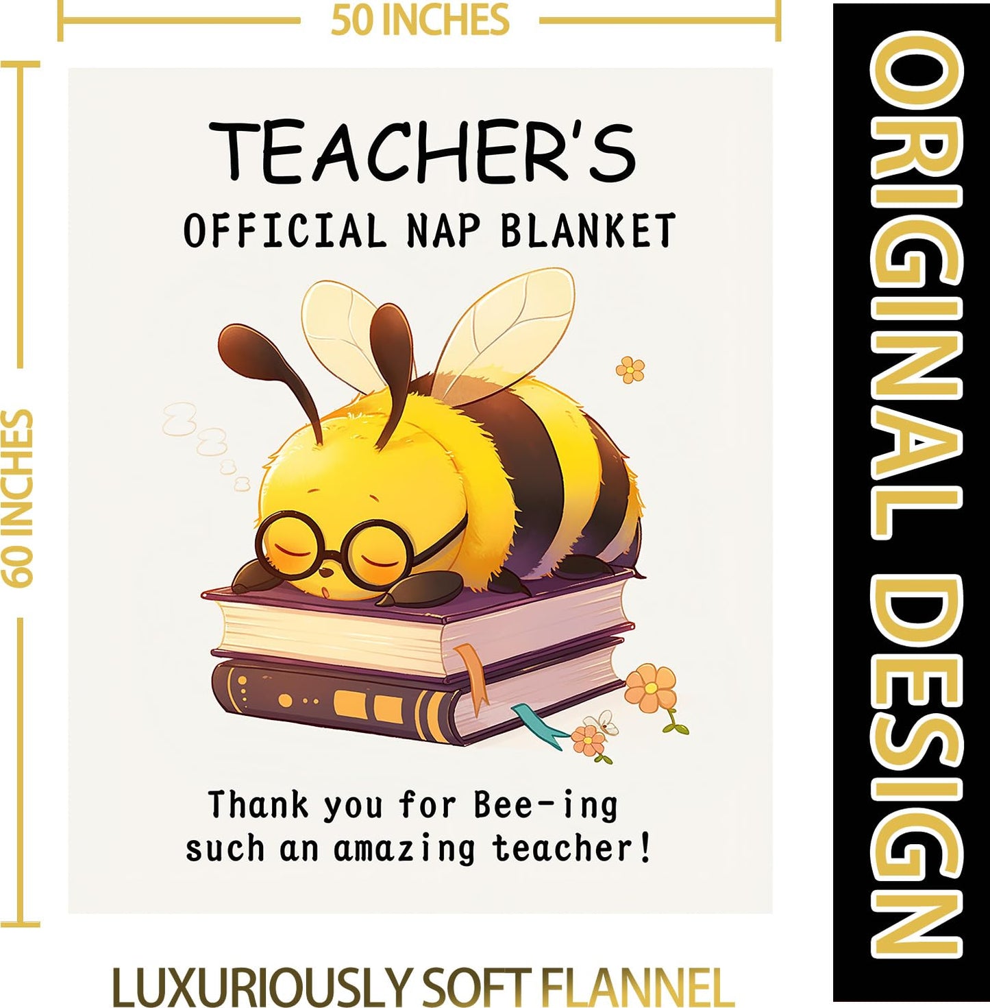 ownmysty Teacher Appreciation Gifts for Women, End of Year Thank You Retirement Graduation Birthday Gifts from Student, Teachers Blanket with Flower for Travel Couch Bed Camping Napping, 60''X 50''