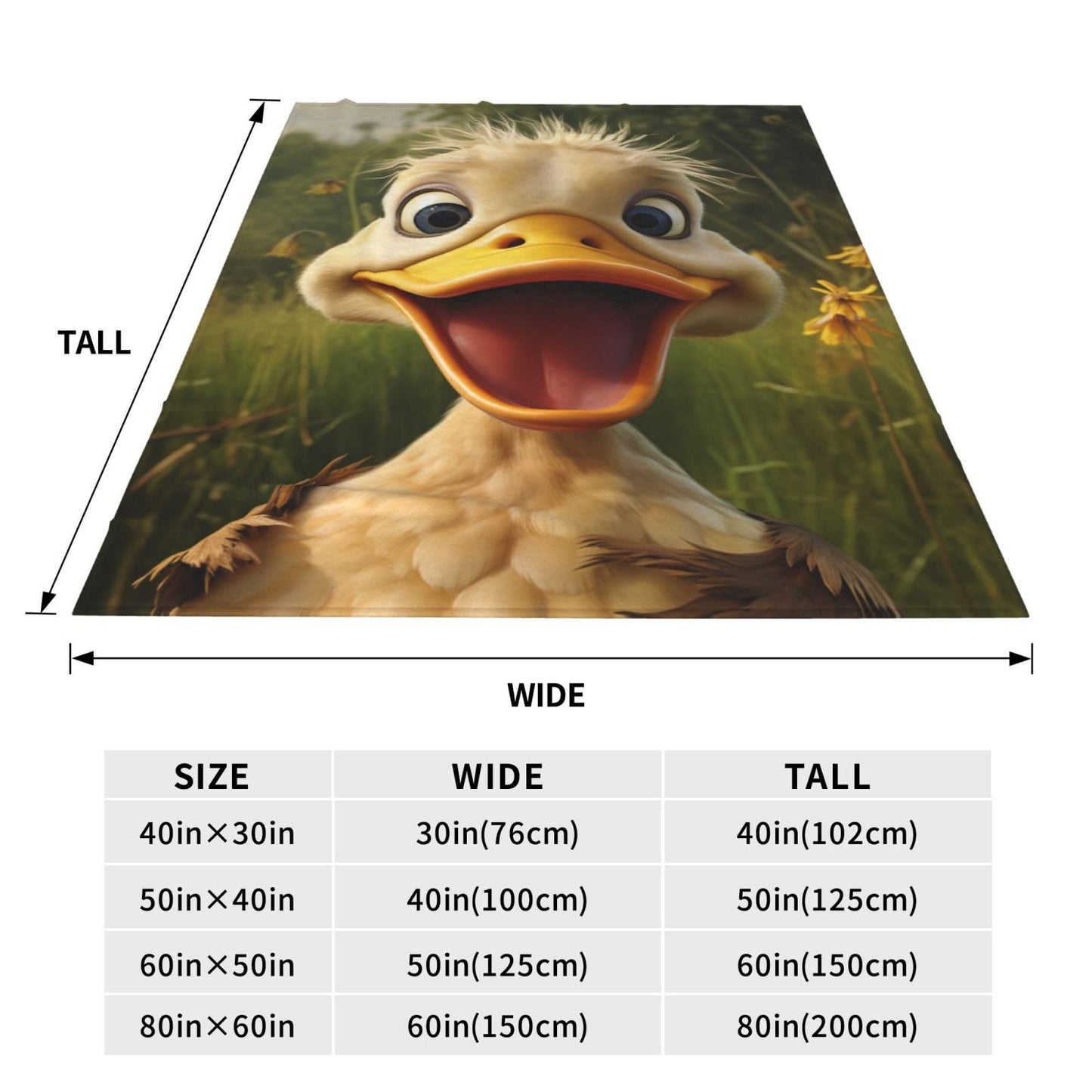 Turamurra Funny Duck Throw Blanket Super Soft Warm Animal Ducks Birthday Valentines Decorative Fleece Blankets for Bedding Car Sofa Couch Home All Season 50"X60"