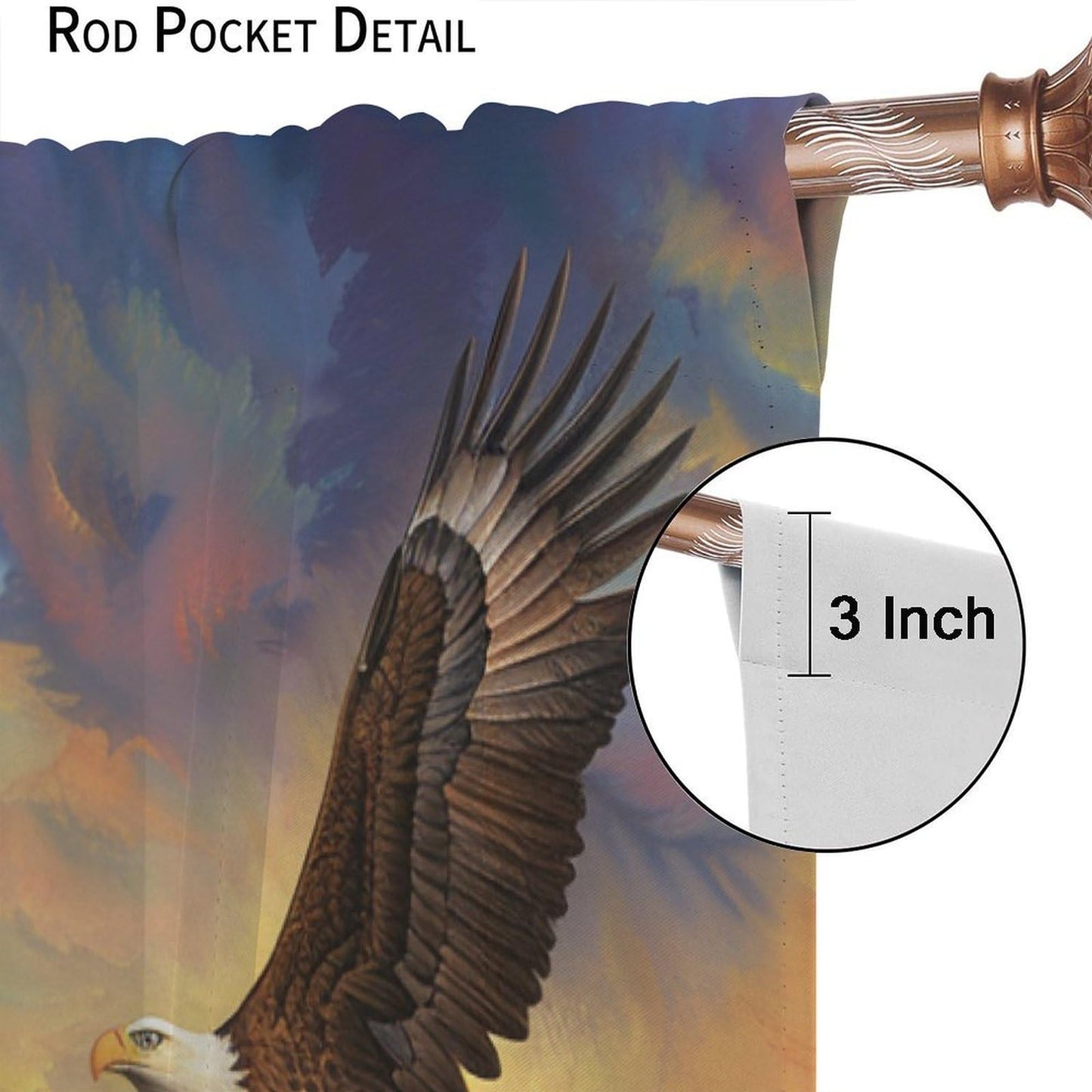 TOWINSFB Classic Mountain Garden Blackout Curtains, Nature Eagle Flower Landscape Home Decor Rod Pocket Window Drapes for Living Room Bedroom - 42" W x 63" L