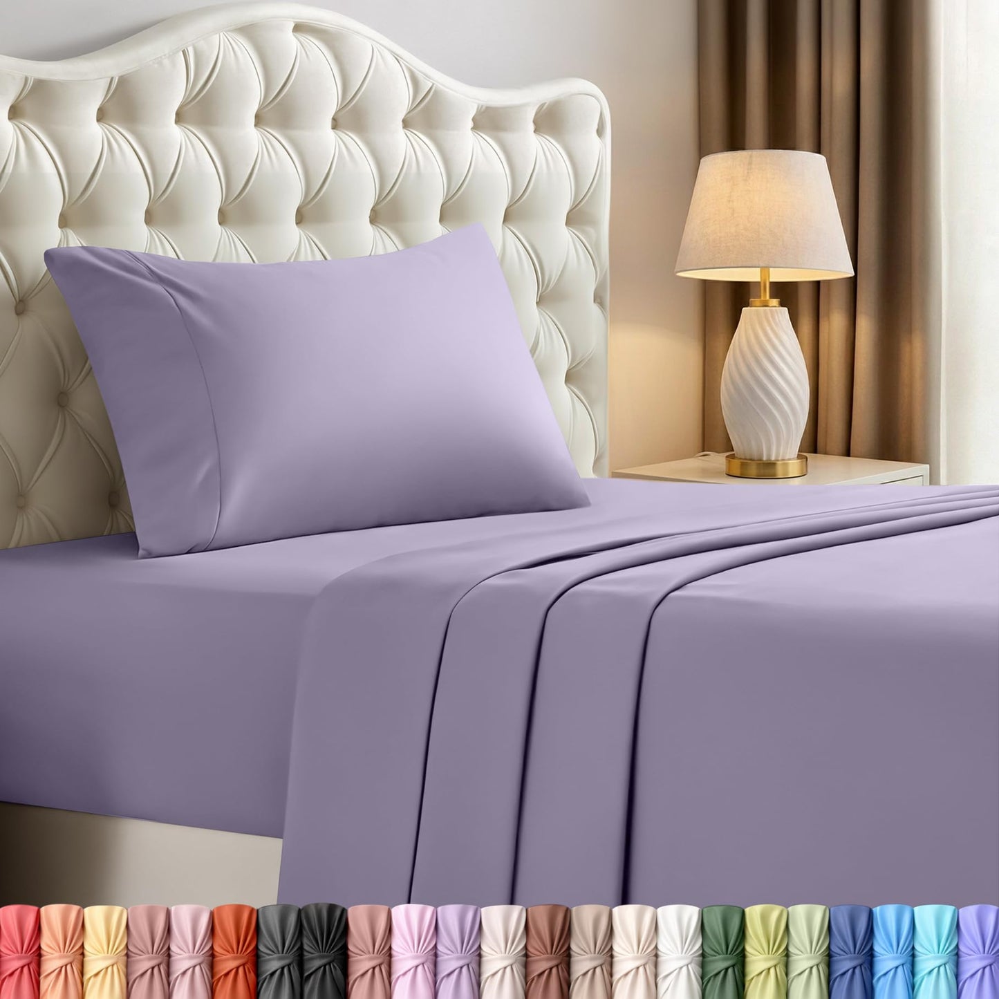 Utopia Bedding Twin Sheet Set – 3 Piece Bed Sheets for Twin Size Bed, Soft and Breathable Microfiber, Includes 1 Fitted Sheet, 1 Flat Sheet and 1 Pillowcase – Oeko Tex (Lavender)