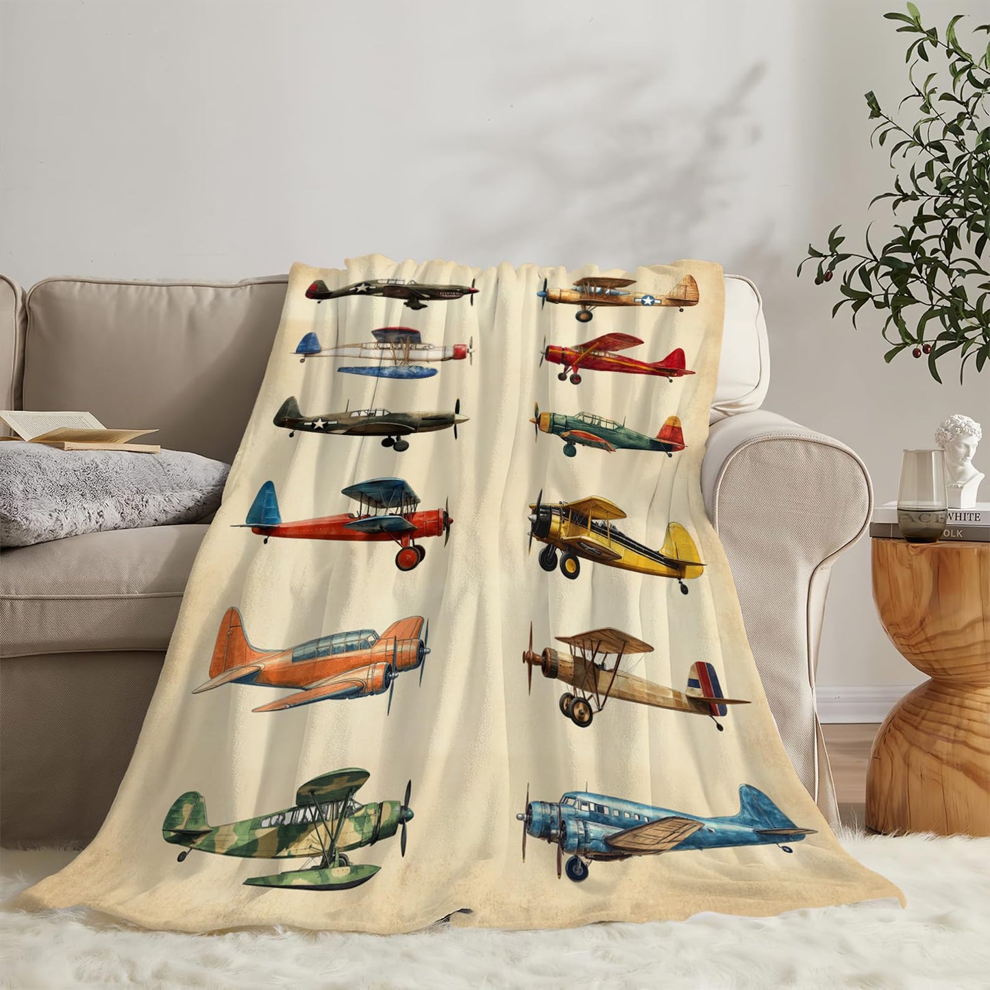 Airplane Blanket, Aircraft Throw Blanket, Travel Blankets, Plane Gifts, Airplane Stuff Fleece Flannel Plush for Women Men Boys Girls Lover Adults Soft Bedding for Sofa Bed Office Home Decor 50"X40"