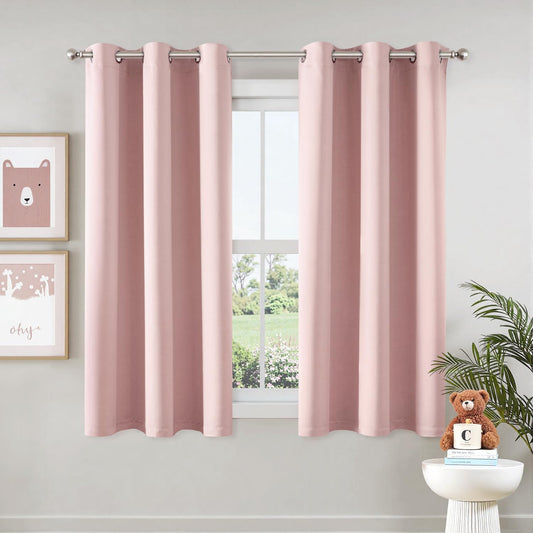 MIULEE Blackout Curtains for Bedroom Living Room 2 Panels, Thermal Insulated Room Darkening Drapes Grommet Noise Reducing Light Blocking Window Treatments 63 Inches Long 40x63 Inch Pink
