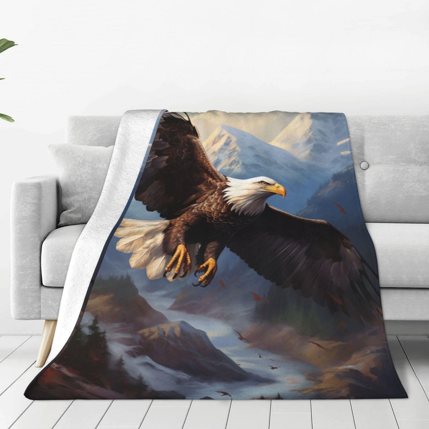 Turamurra Bald Eagle Throw Blanket - Eagle Decor, Warm Soft Plush Lightweight Fleece Flannel, 60"x50" for Adults & Kids