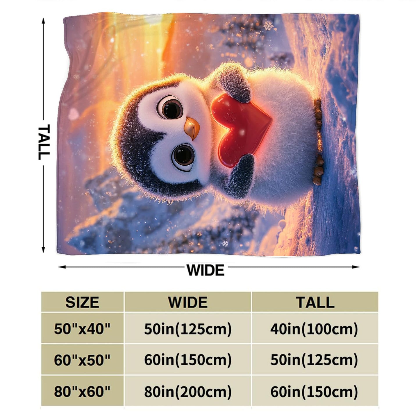 Penguin Throw Blanket Cute Penguin Lovers Blankets Ultra Soft Warm Flannel Fleece Lightweight Fuzzy Decor Gifts for Women Men Girls Boys 50"x40"