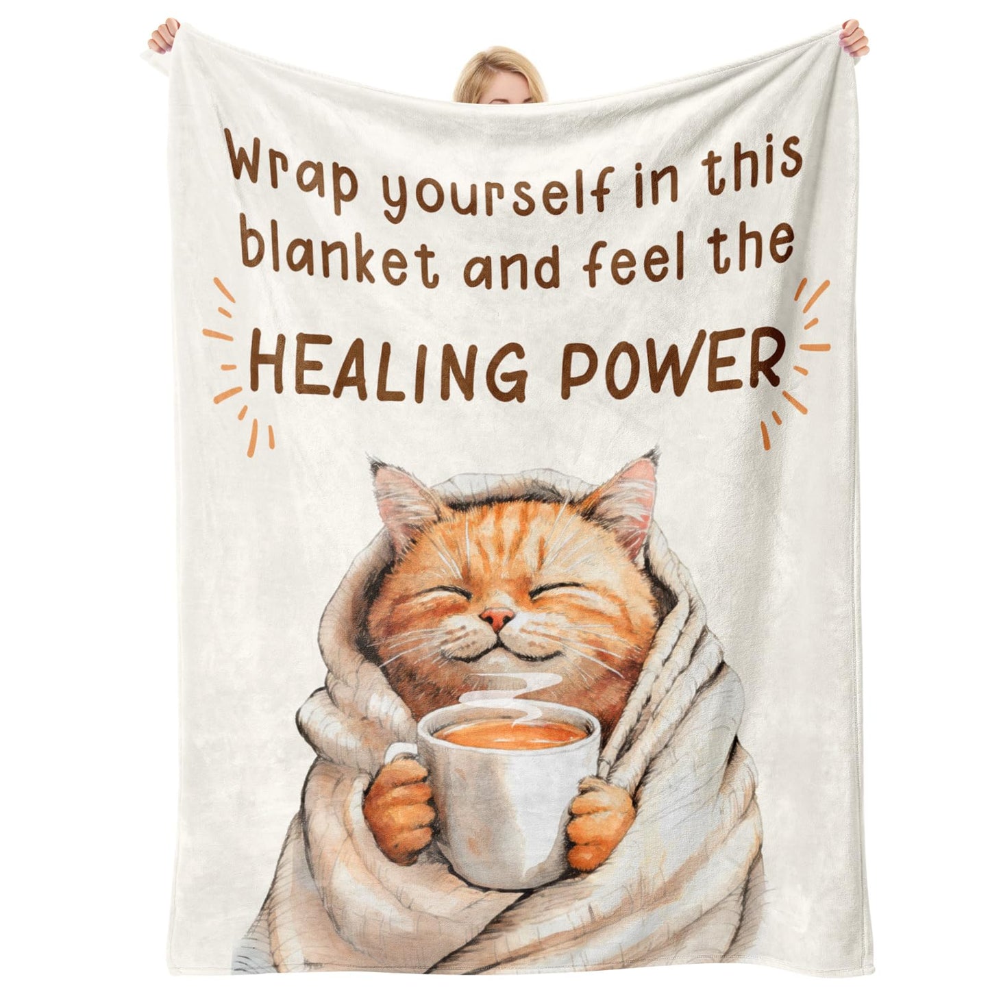 Get Well Gifts for Women Men After Surgery, Get Well Soon Gift Cancer Care Breast Cancer Gifts for Woman, Thinking of You Feel Better Gift Chemotherapy Must Haves Healing Power Blanket 60"×50"