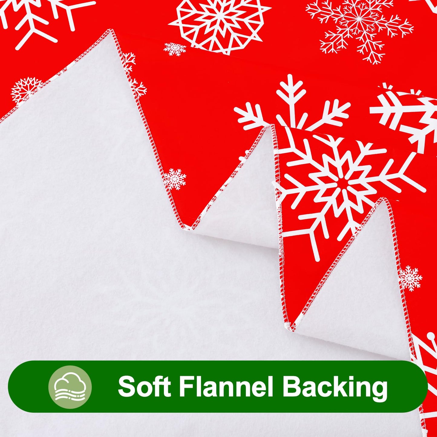 Smiry Christmas Rectangle Table Cloth, Waterproof Vinyl Tablecloth with Flannel Backing, Wipeable Snowflake Plastic Tablecloths for Christmas Table Decorations, (60"x102", Christmas Red)