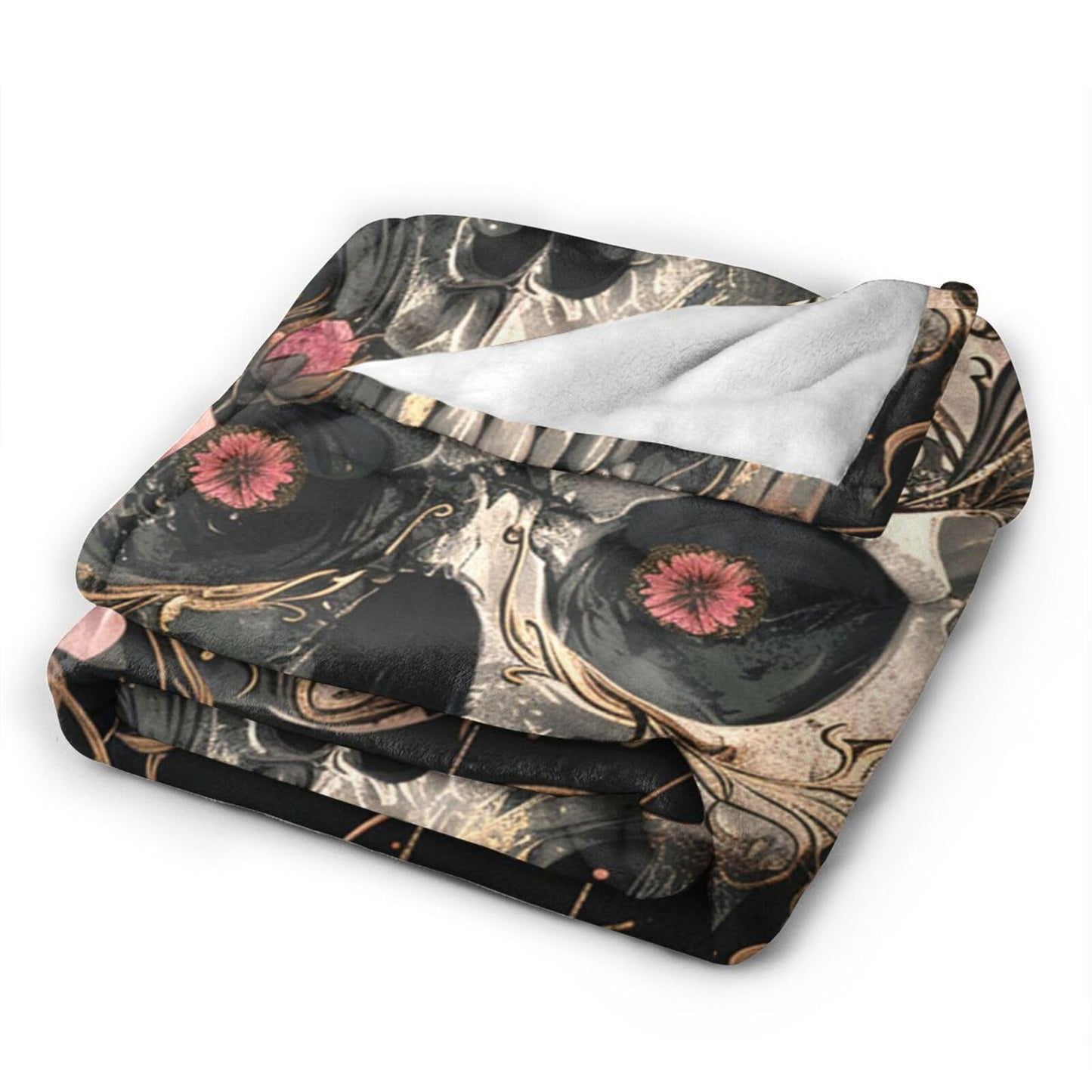 Tijuboni Skull Roses Throw Blanket Skeleton Gifts for Girls Boys Women Men Kids Adults Soft Flannel Fleece Blanket for Couch Sofa Bed Home Decor 40"x50"