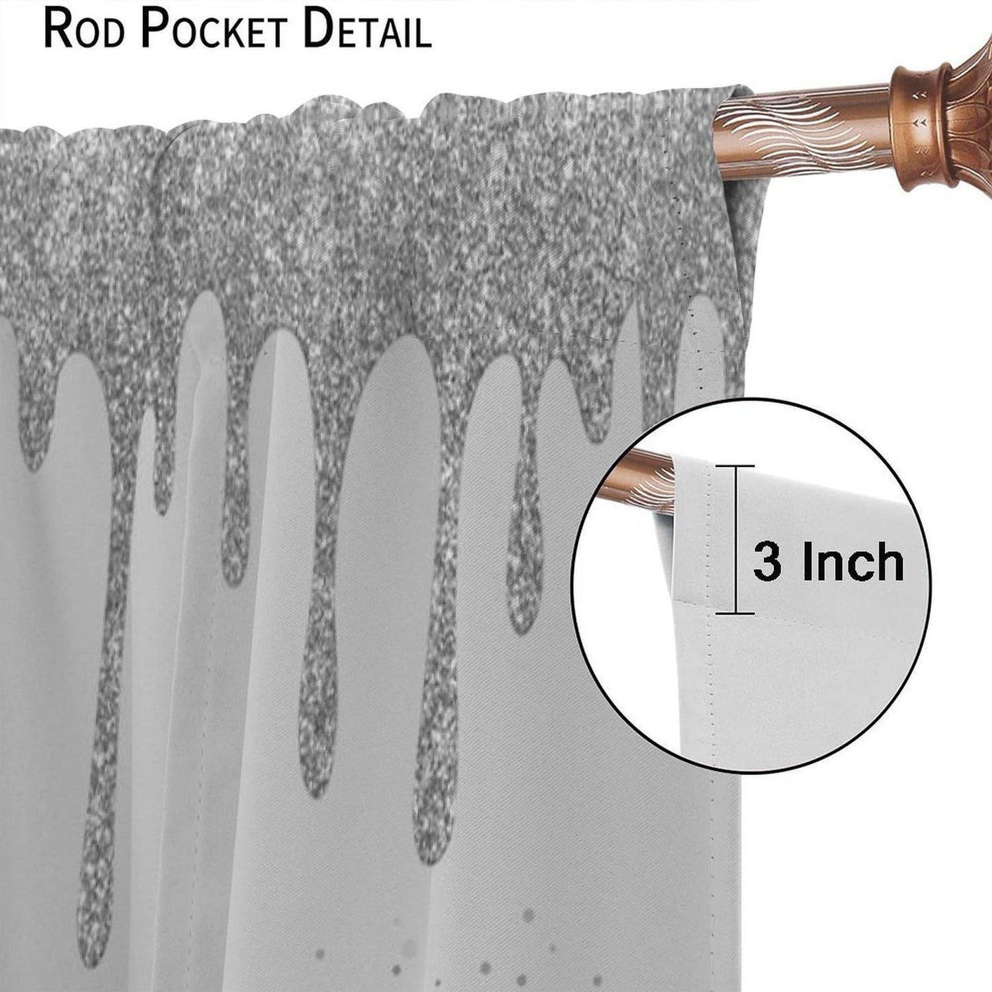 VUMIVI Hello Gorgeous Curtains Silver Drip Eyelashes Makeup Fashion Trend Window Treatments for Girls Kids Bedroom Living Dining Room 42" W X 44.5" L
