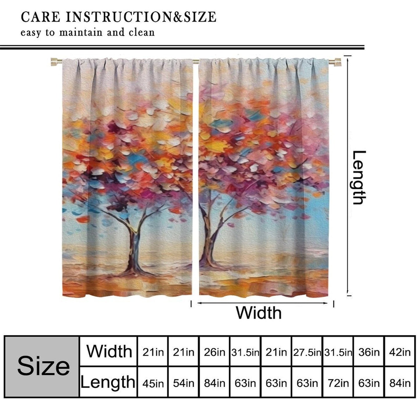 Blooming Tree Blackout Curtains, Thermal Insulated Light Blocking Drapes, Abstract Floral Landscape, Nature Home Decor for Bedroom Living Room,21" W x 45" L, 2 Panels