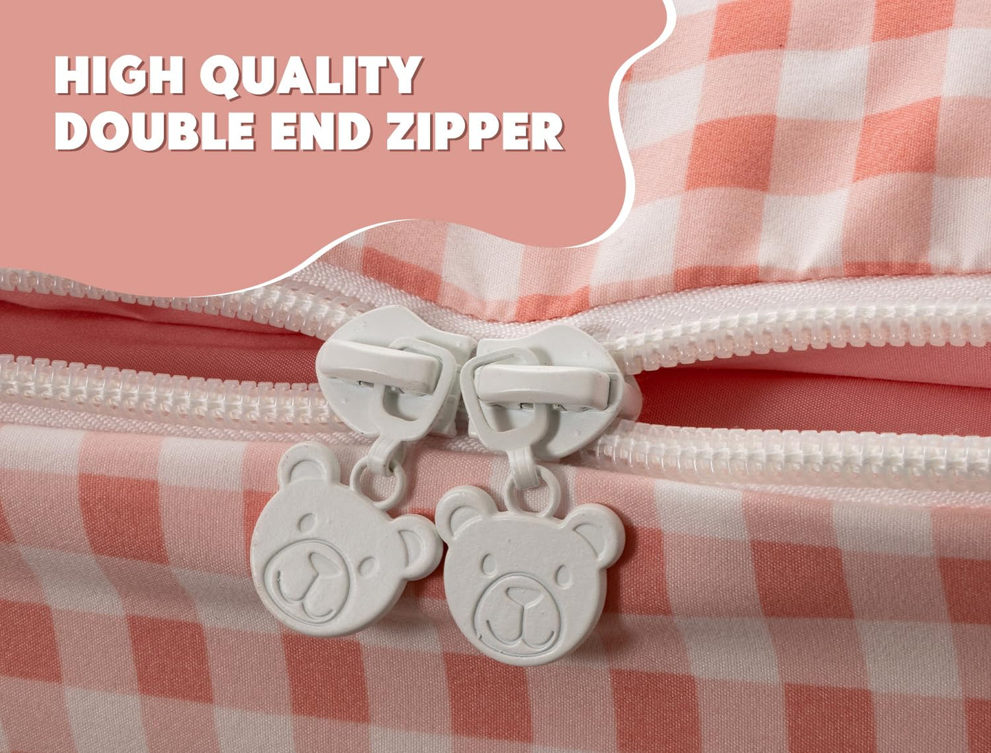 Meeting Story Zipper Bedding Twin Bow Zip Up Bedding Set for Girls and Kids, Pink 3 Pcs Comforter Bed in a Bag with Fitted Sheet and 2 Pcs Pillowcases(Lightpink,Twin)