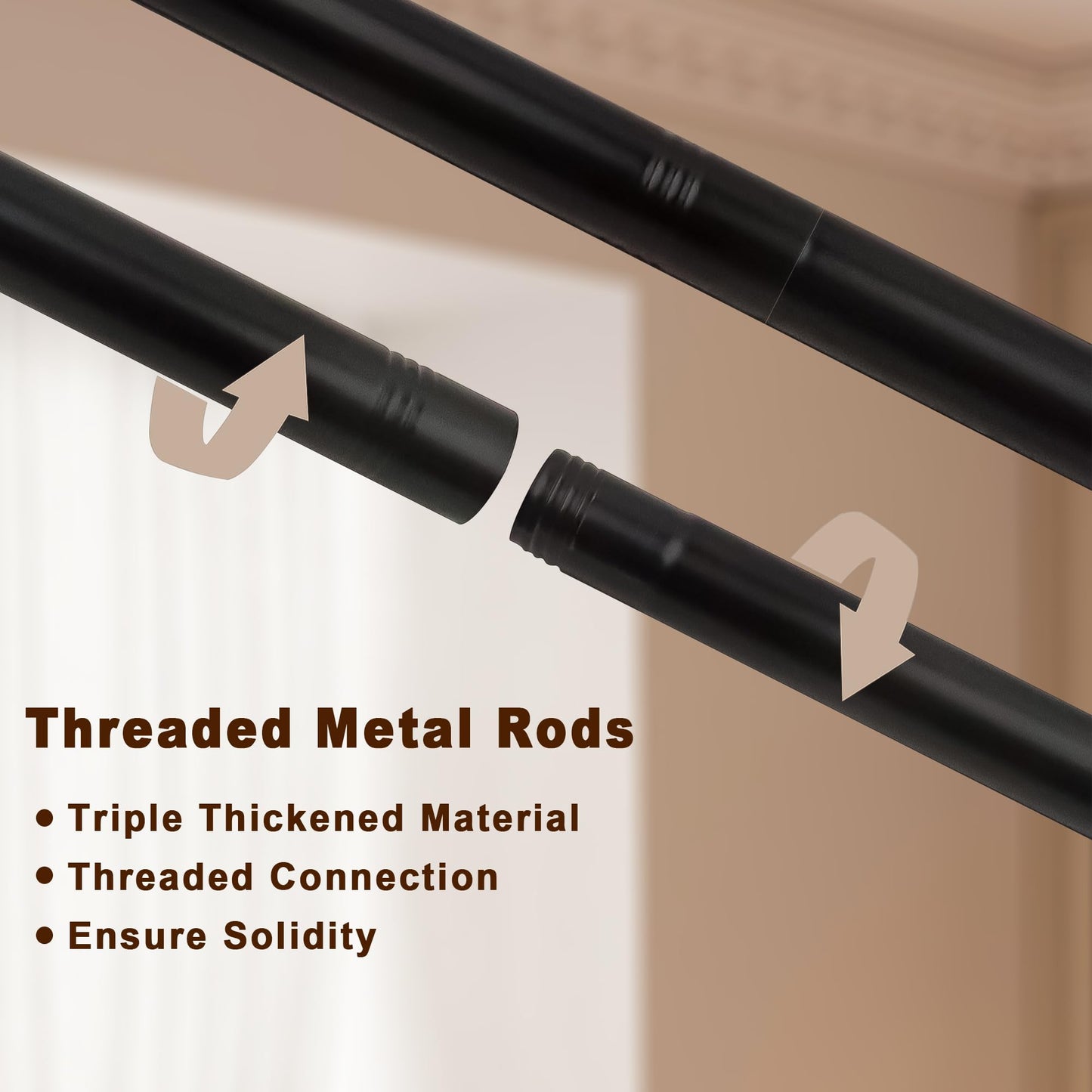 Jondow Stainless Steel Canopy Bed Frame King Size, Sturdy Post Poles Thicken King Size Canopy Frame for Metal Bed Wood Bed Bedroom Decor, Black