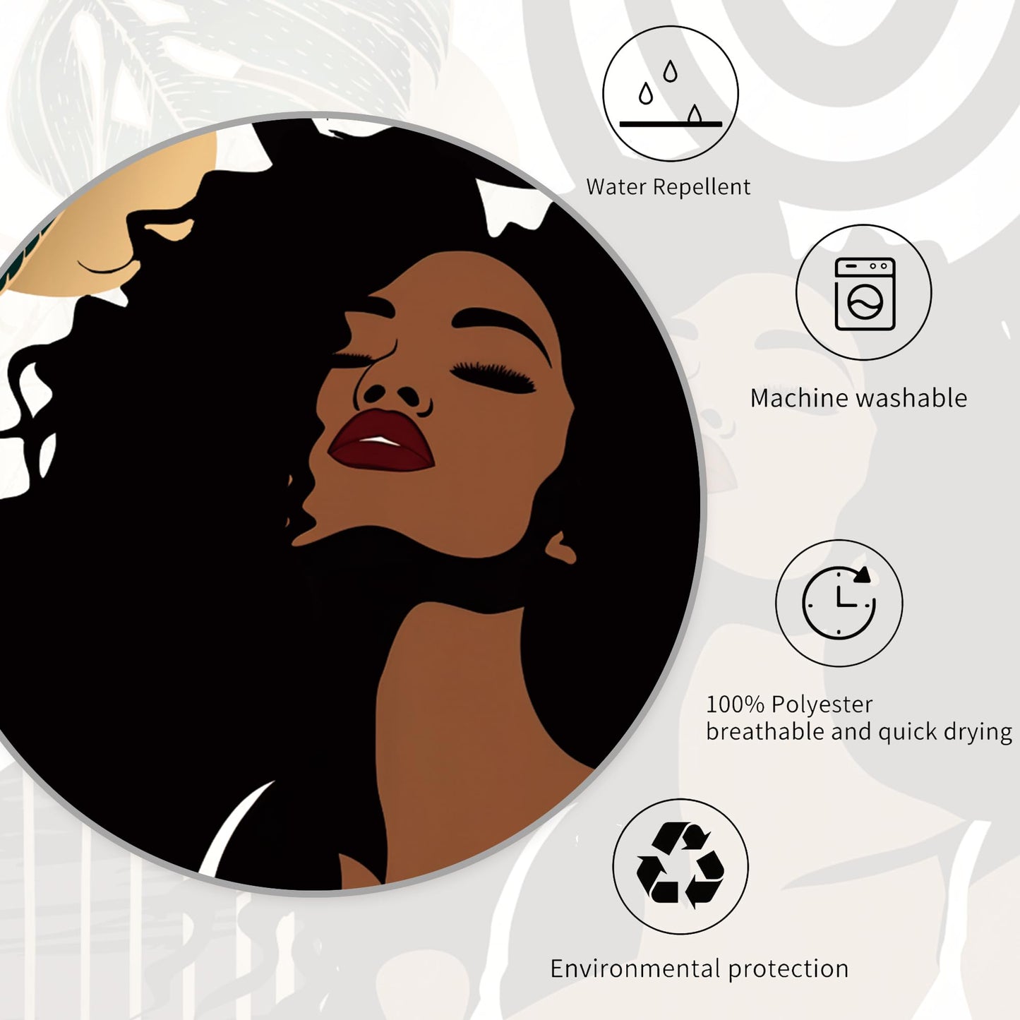 Miyotaa Abstract Emerald Green Shower Curtain Set 60Wx71H Inches African American Black Woman Girl Sexy Minimalist Aesthetic Modern Waterproof Bathroom Curtain with 12 Hooks