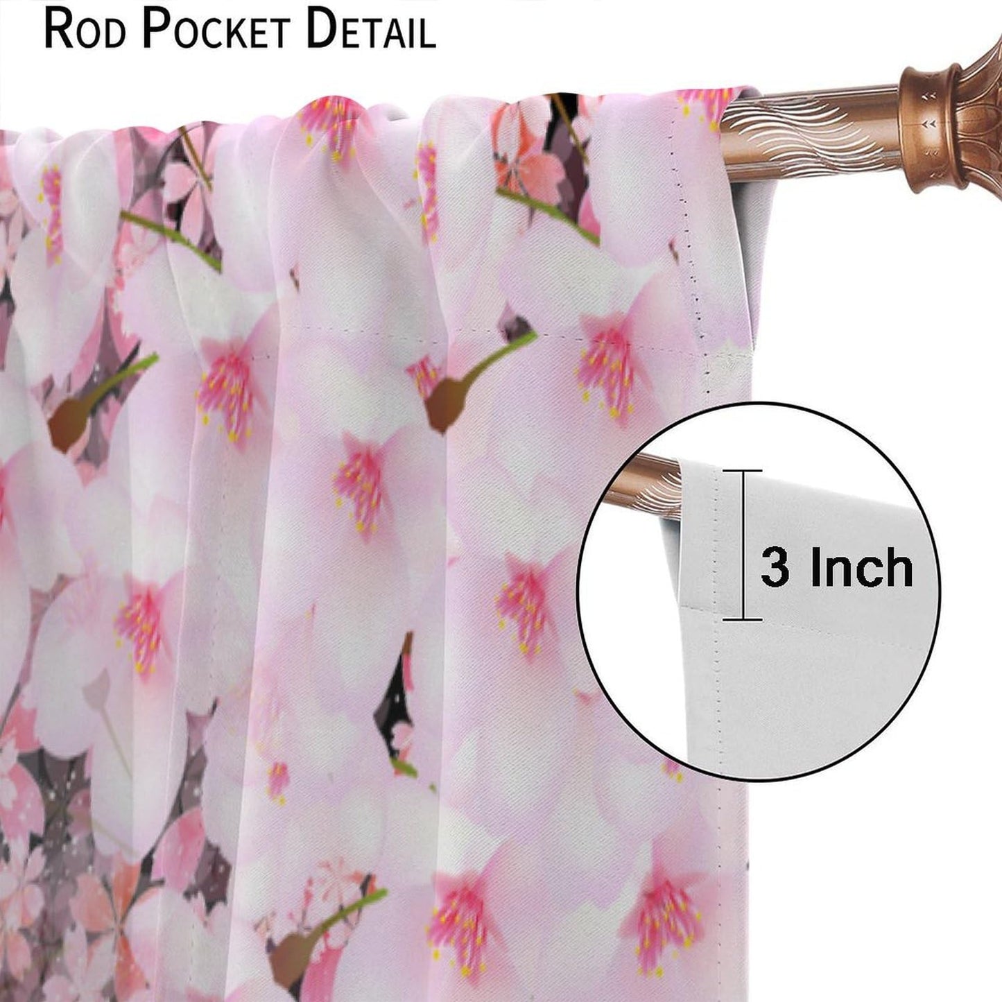 Focusbrite Floral Window Curtain，Cherry Blossoms Curtain for Bedroom for Kids Girls Women Pink Flowers Galaxy Curtain Starry Sky Drapes Set 2 Panels,42x45 Inches