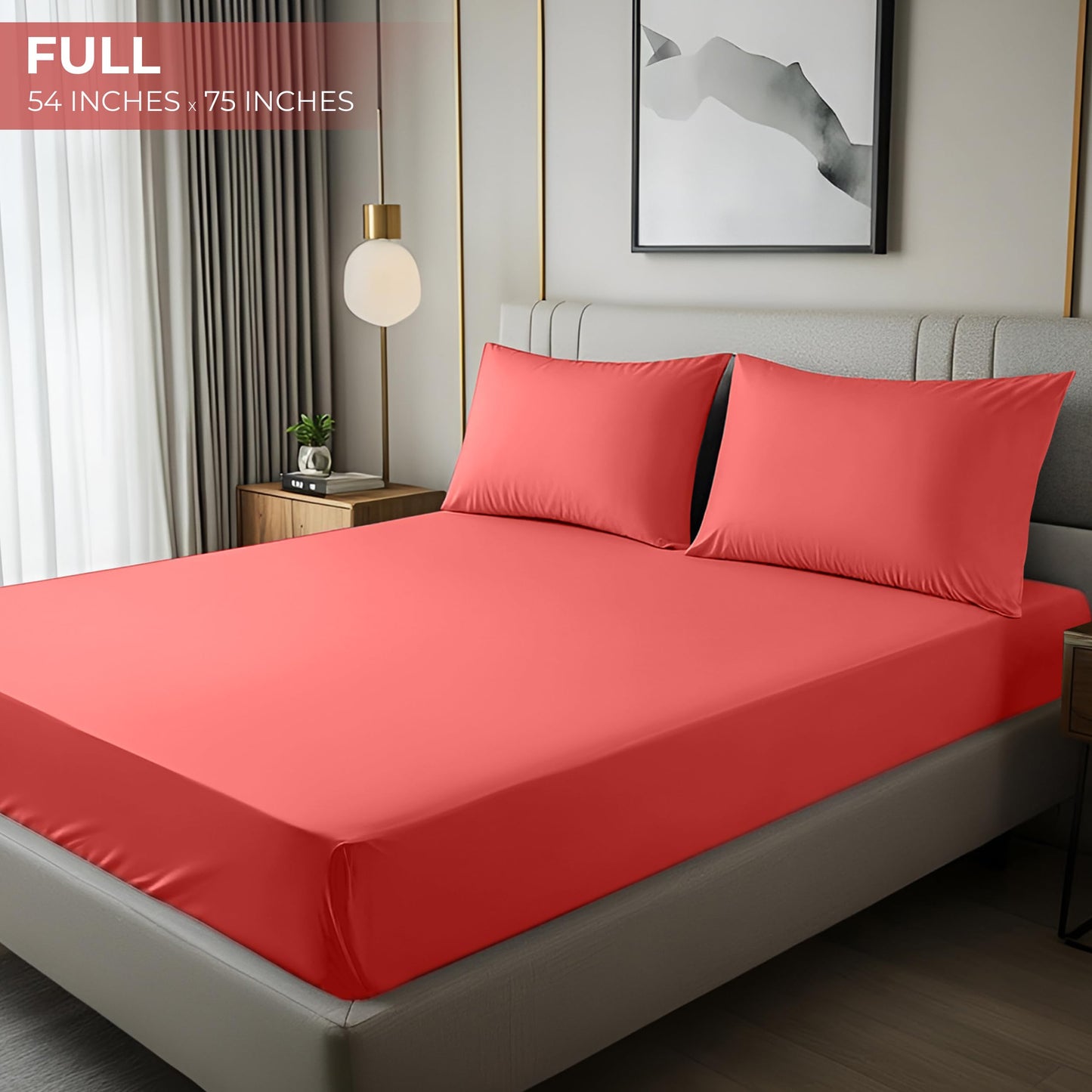 Utopia Bedding Full Fitted Sheet - Bottom Sheet - Deep Pocket - Soft Microfiber -Shrinkage and Fade Resistant-Easy Care -1 Fitted Sheet Only (Coral)