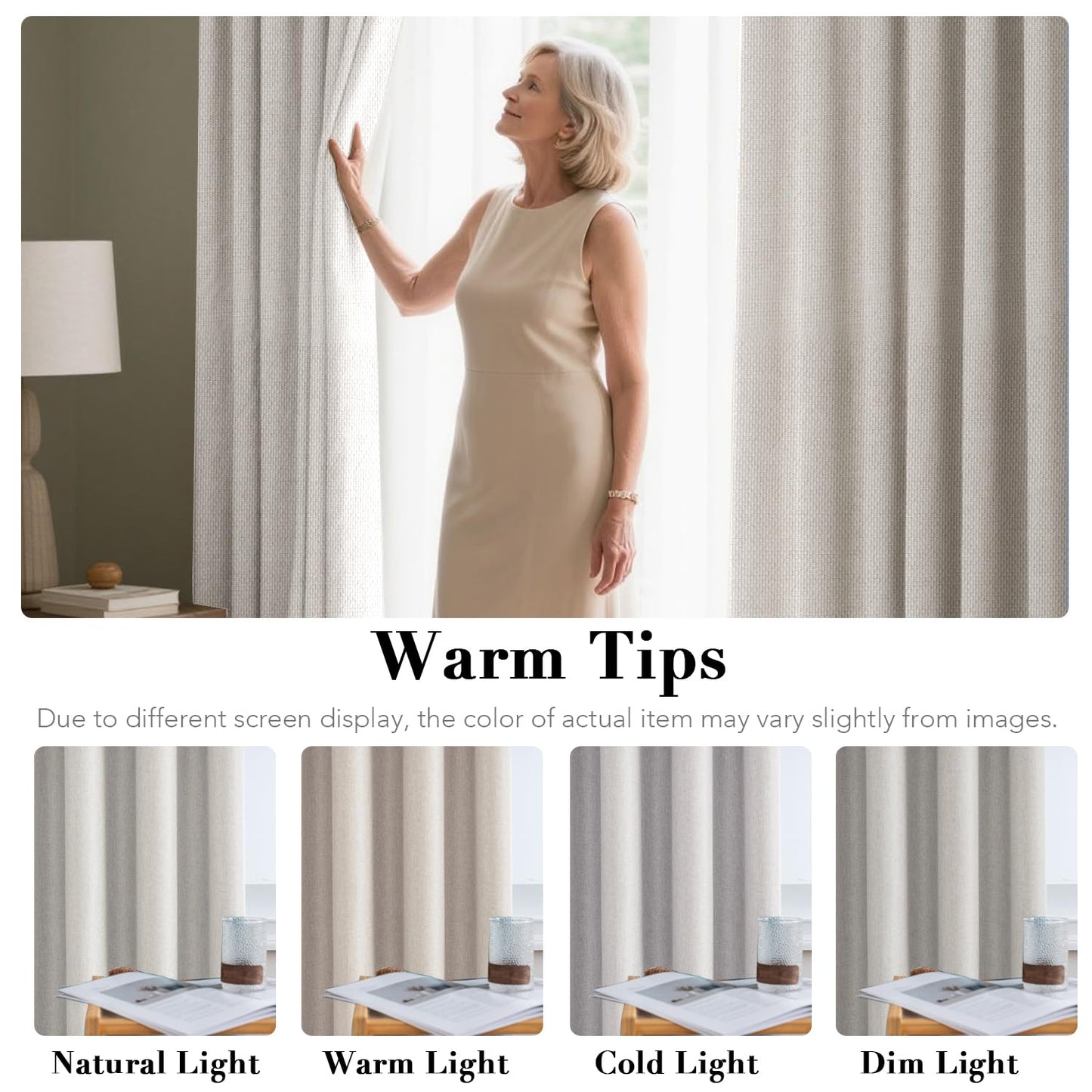 H.Versailtex Ultra Sleep Energy Saving Rich Linen Grommet Window Curtains for Spring Season, Room Darkening Curtain Panel for Bedroom, 52 by 63 Inch- Ivory Single Panel