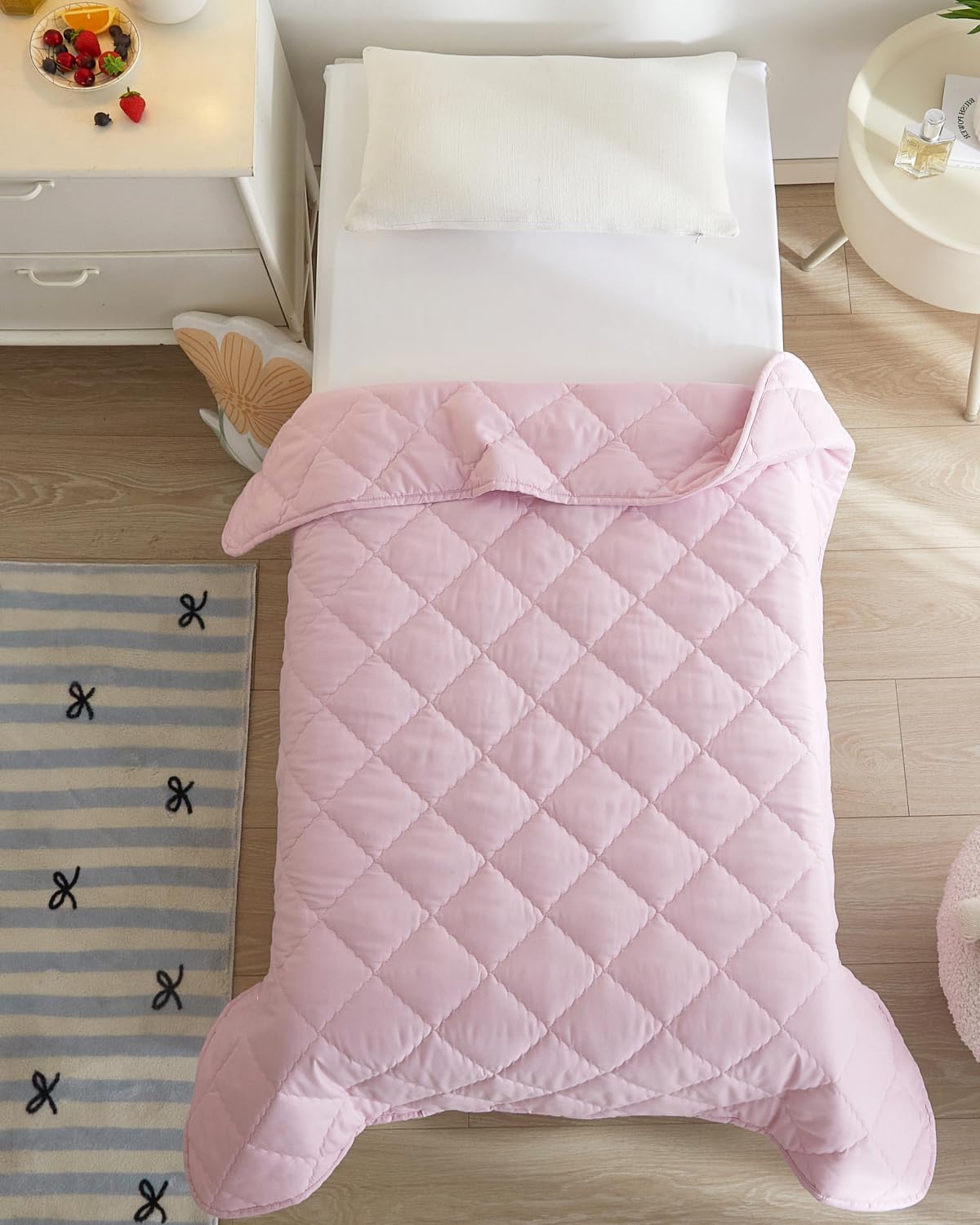 Toddler Comforter - Down Alternative Toddler Microfiber Comforter - Lightweight, Warm & Breathable Baby Quilt Blanket - Soft and Breathable - Kids Duvet Insert for Crib, Stroller - 39x47 (Light Pink)