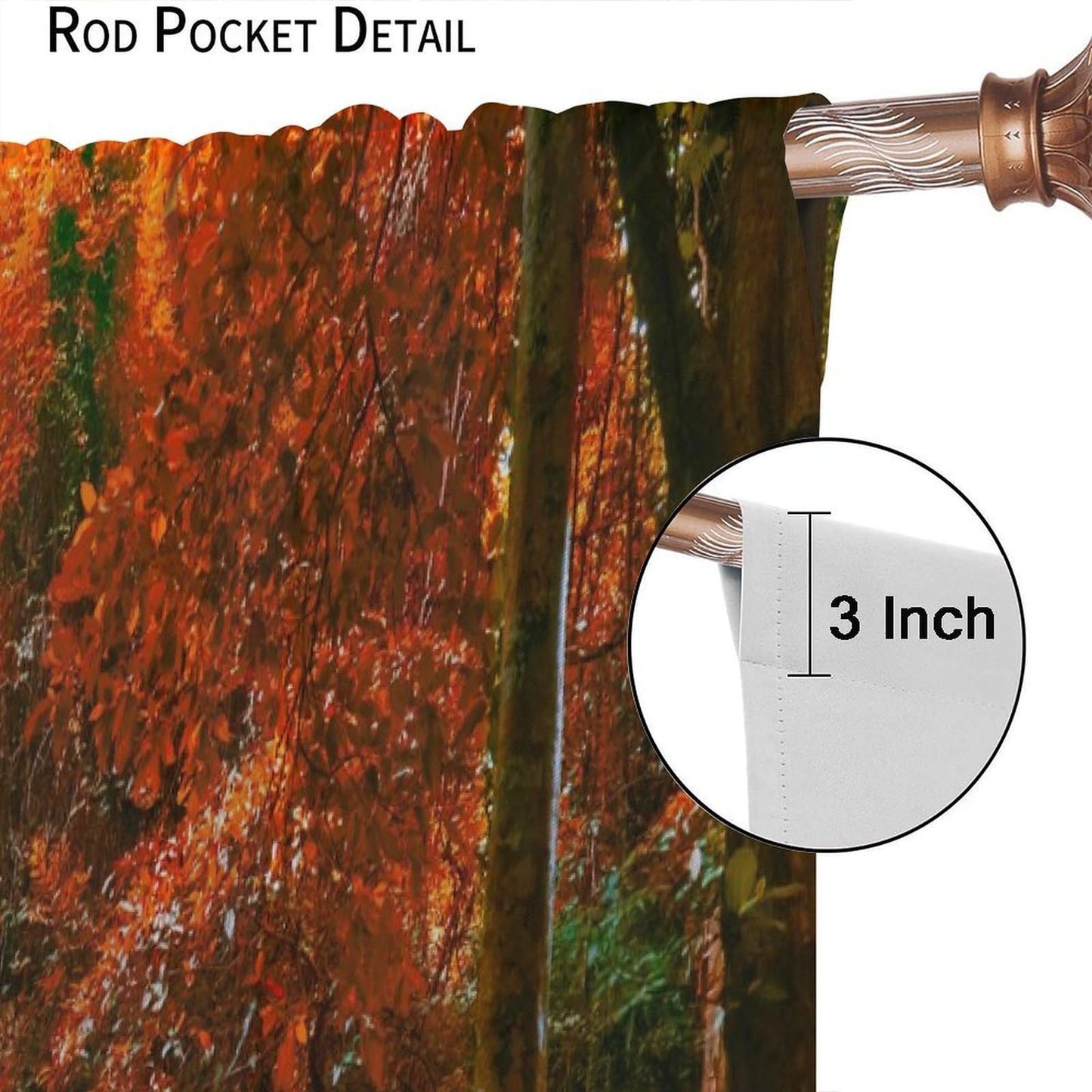 GoDazzling Autumn Forest Waterfall Blackout Curtains, Fall Leaves Trees Jungle Country Nature Landscape Window Drapes, for Bedroom Living Room 42" W X 45" L