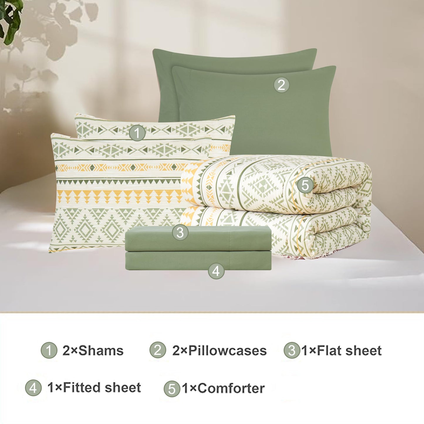 Geniospin King Size Comforter Set- 7 Pieces Boho Bed in a Bag, Western Bedding Set for All Seasons, Reversible Aztec Bedding, Lightweight Comforter Bed Set with Sheets, Pillowcases & Shams