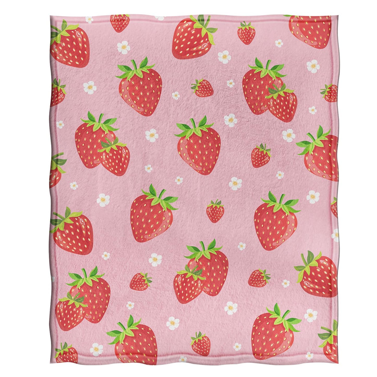 Jekeno Strawberry Fruit Floral Blanket Cute Flower Gifts for Women Kids Girls Mom Wife Men Boys Birthday Christmas Halloween Easter Home Bedroom Bed Sofa Decor Plush Throw Pink 50"x60"