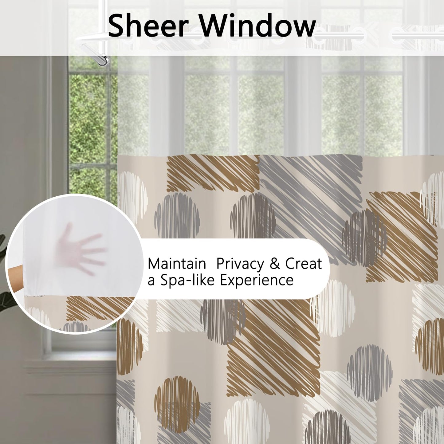 NAEMBCU No Hook Shower Curtain with Snap in Liner, 71x74 Inch