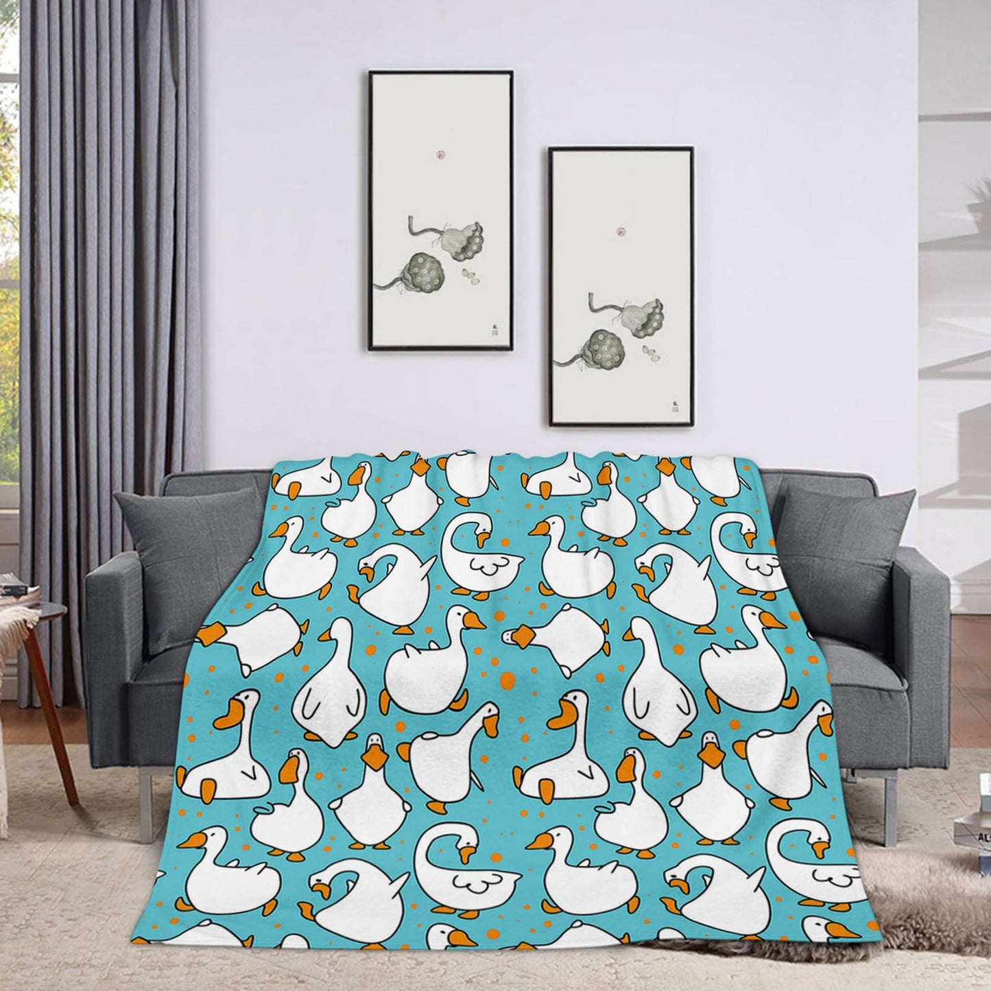 Throw Blanket 50x60 Inch,Cartoon Funny Goose Cozy Soft Lightweight Fuzzy Flannel Blanket 60x50 Inch Suitable for Couch Bed Sofa Living Room in All Seasons