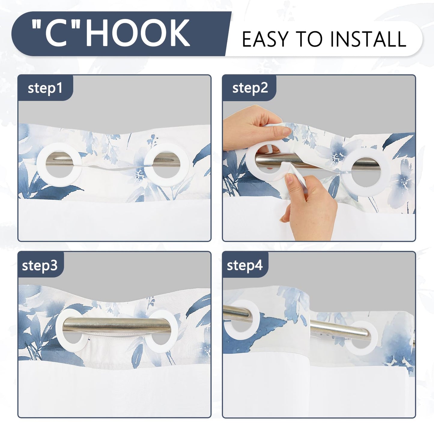 NAEMBCU No Hook Shower Curtain with Snap in Liner 71x74 Inch