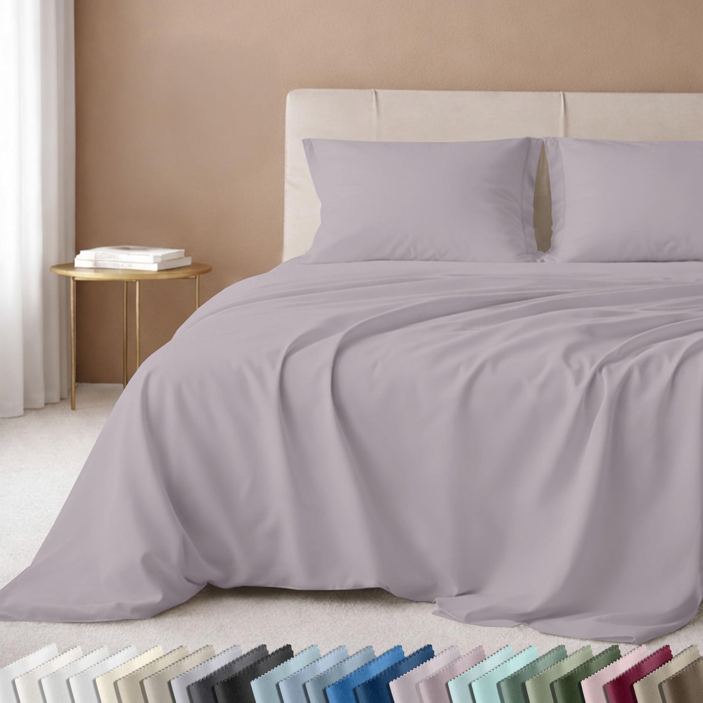 CALIFORNIA DESIGN DEN 5-Star Hotel 600 Thread Count 100% Cotton Sheets Set - Soft & Smooth Queen Sheet Set with Deep Pockets, Quality Beats Egyptian Cotton Claims (Lavender)