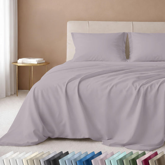 CALIFORNIA DESIGN DEN 5-Star Hotel 600 Thread Count 100% Cotton Sheets Set - Soft & Smooth Queen Sheet Set with Deep Pockets, Quality Beats Egyptian Cotton Claims (Lavender)