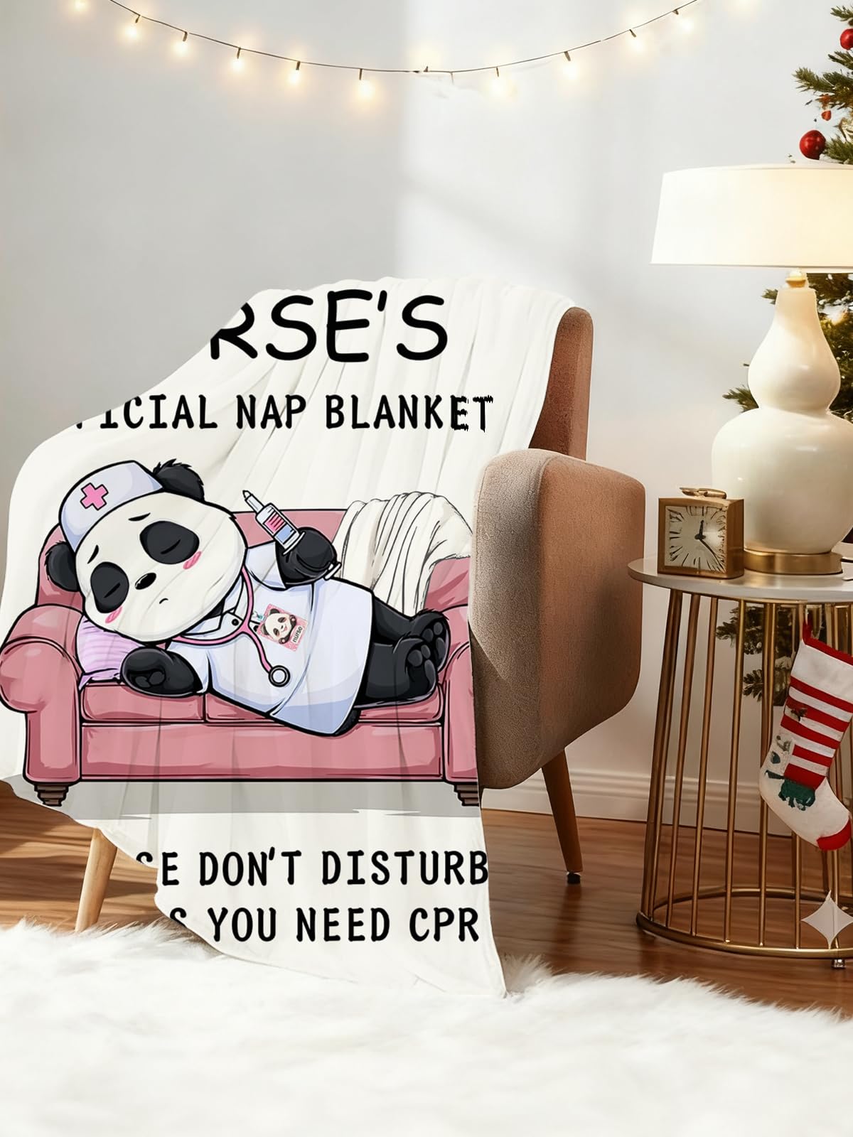 Nurse Appreciation Gifts for Women, Nurses Week/Day Gift for Her, Nursing Graduation Gifts - Funny Flannel Panda Blanket, LPN RN Birthday Gift for Nurses Practitioner Nursing Student, 60" x 50"