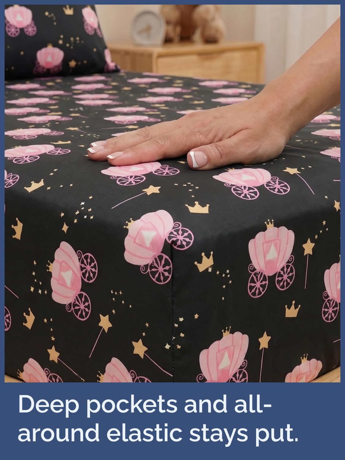CGK Unlimited Kids Princess Carriage Twin 3 Piece Sheet Set - Boys, Girls, Teens, Toddler - Easy Fit Deep Pockets - Soft, Cooling & Breathable Sheets - Cozy, Fade and Wrinkle Free - Machine Washable