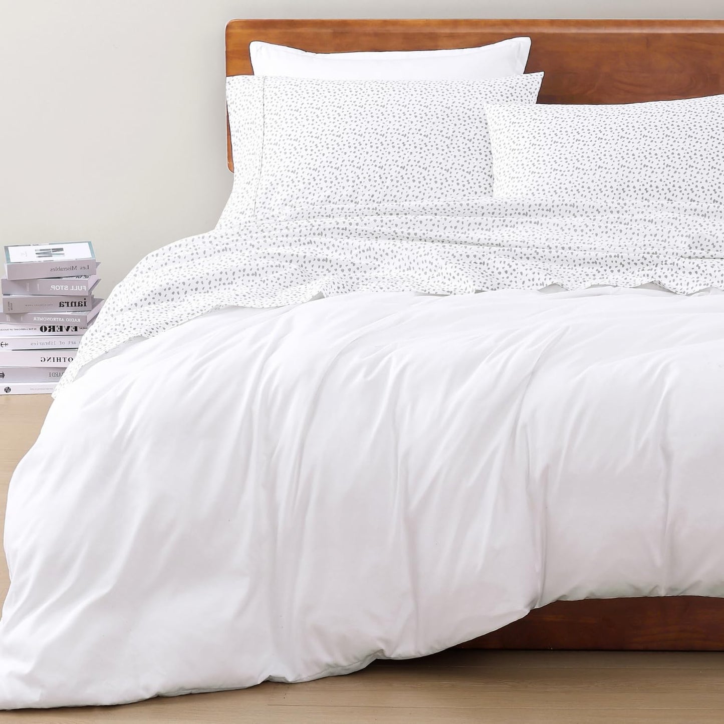 LANE LINEN Queen Size Bed Sheets 100% Organic Cotton GOTS Certified Percale Weave Deep Pocket 4 Piece Soft Breathable Cooling Lightweight All Season Machine Washable Crisp - Haze Grey