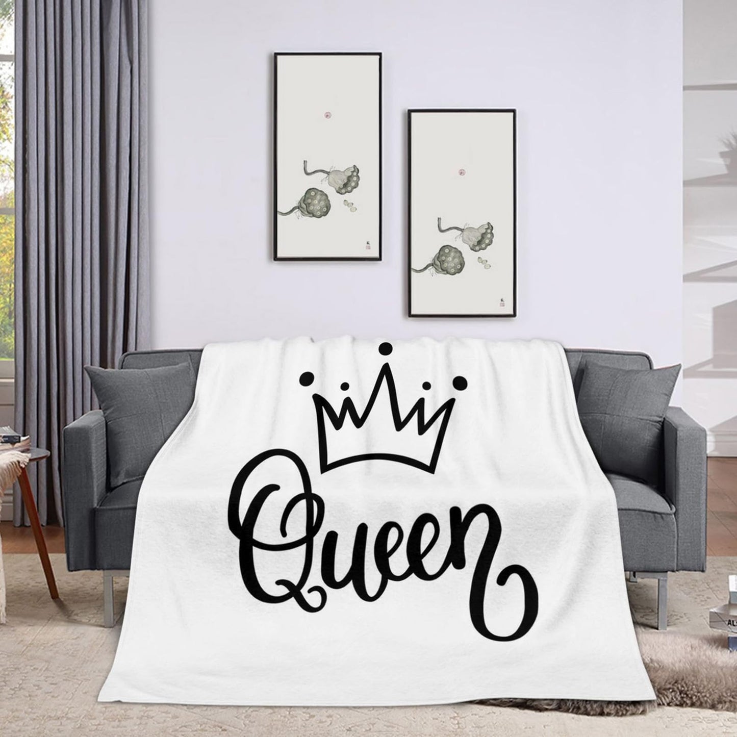 Throw Blanket 50x60 Inch,Funny Queen Crown Cozy Soft Lightweight Fuzzy Flannel Blanket 60x50 Inch Suitable for Couch Bed Sofa Living Room in All Seasons